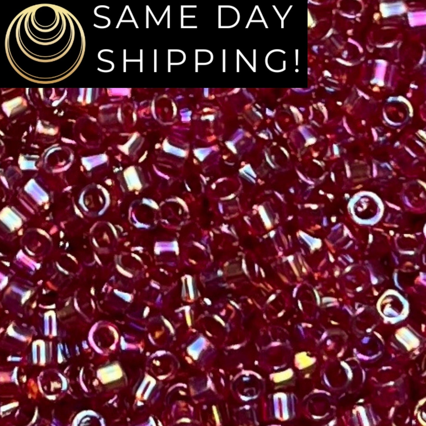 DB1242 (1 gram-20 grams) Miyuki Size 11/0 Delica Beads Transparent Dark Cranberry AB-Free Container! Same Day Shipping!