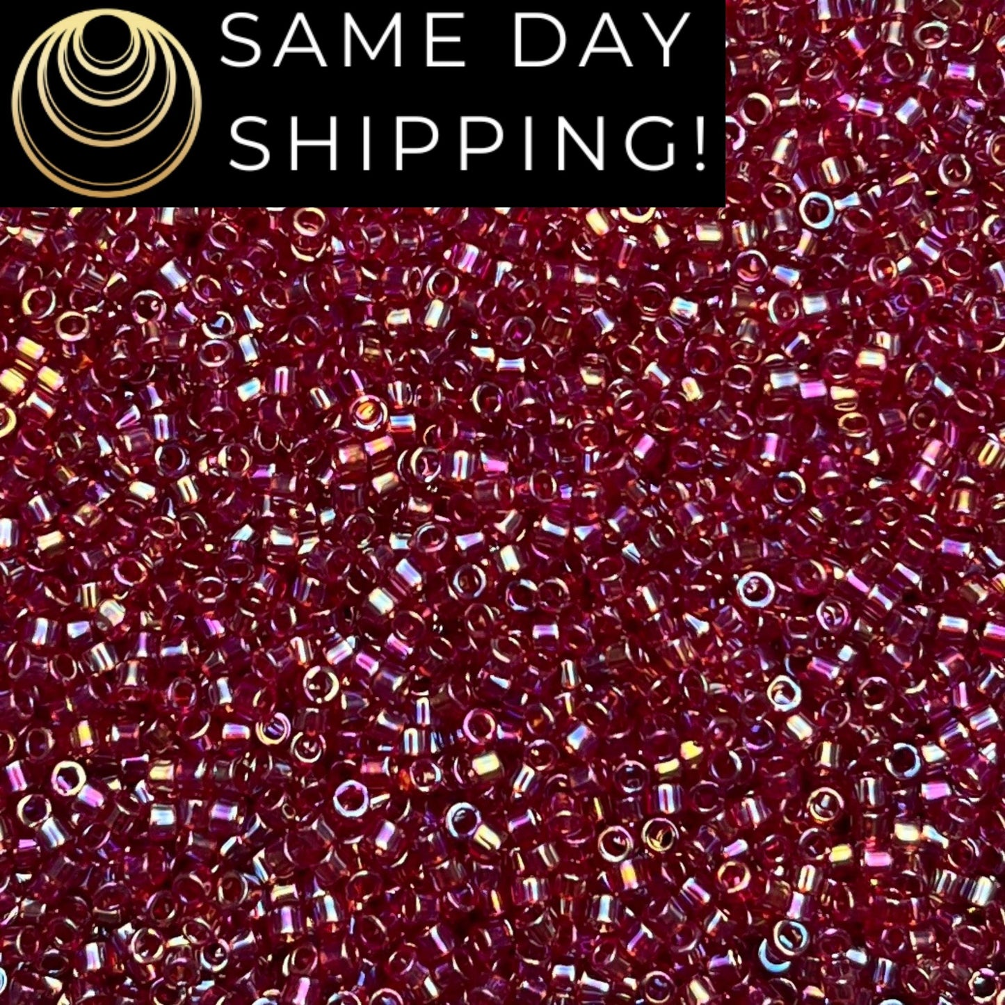 DB1242 (1 gram-20 grams) Miyuki Size 11/0 Delica Beads Transparent Dark Cranberry AB-Free Container! Same Day Shipping!