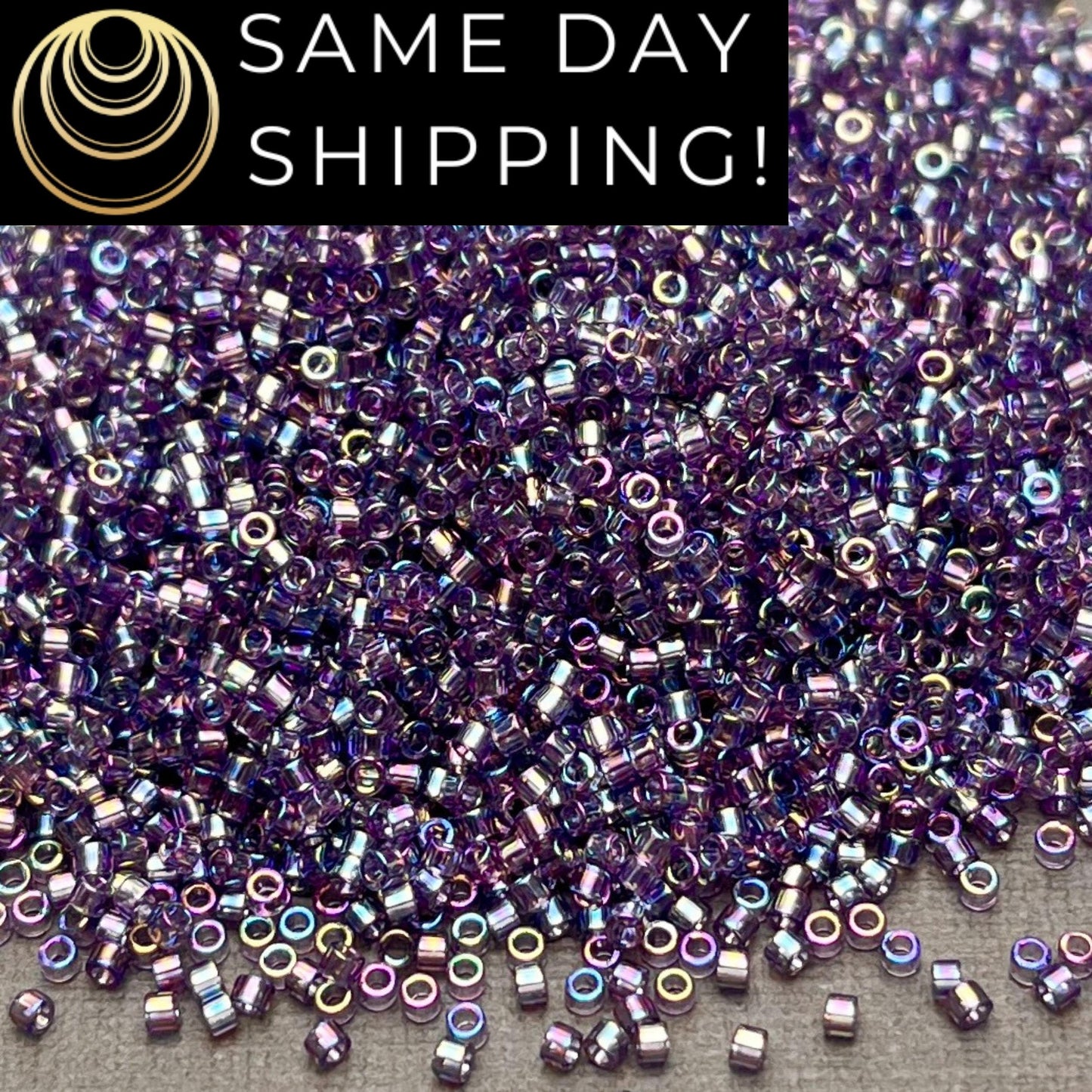 DB1245 (1 gram-20 grams) Miyuki Size 11/0 Delica Beads Transparent Light Amethyst AB-Free Container! Same Day Shipping!