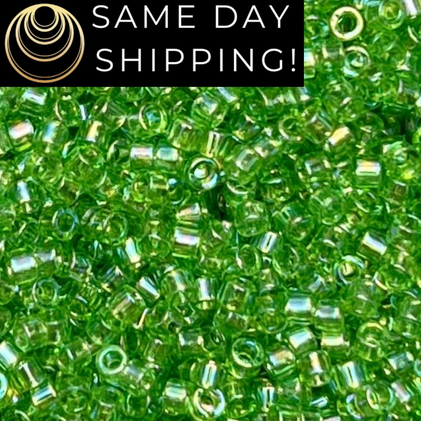 DB1246 (1 gram-20 grams) Miyuki Size 11/0 Delica Beads Transparent Lime AB-Free Container! Same Day Shipping!