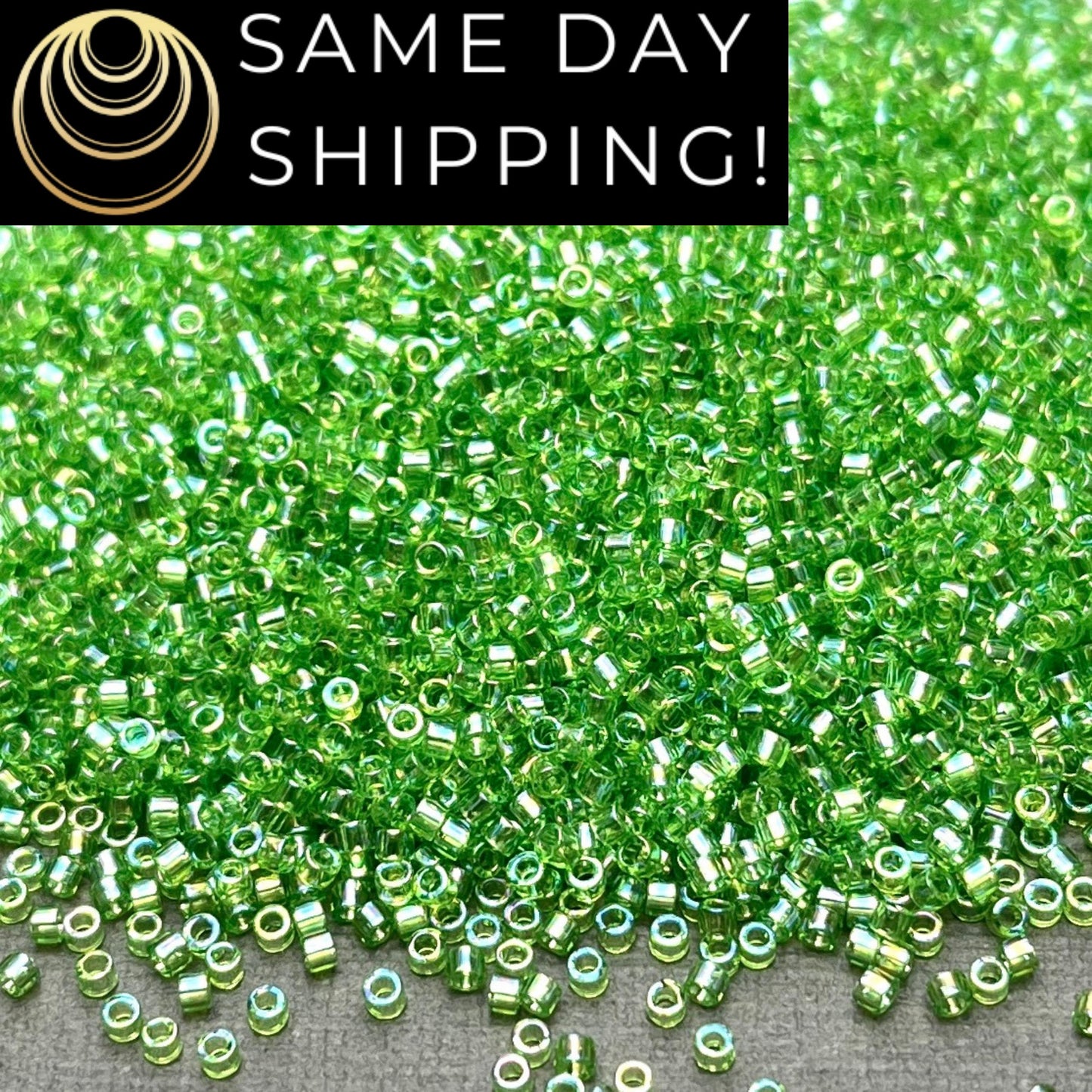 DB1246 (1 gram-20 grams) Miyuki Size 11/0 Delica Beads Transparent Lime AB-Free Container! Same Day Shipping!