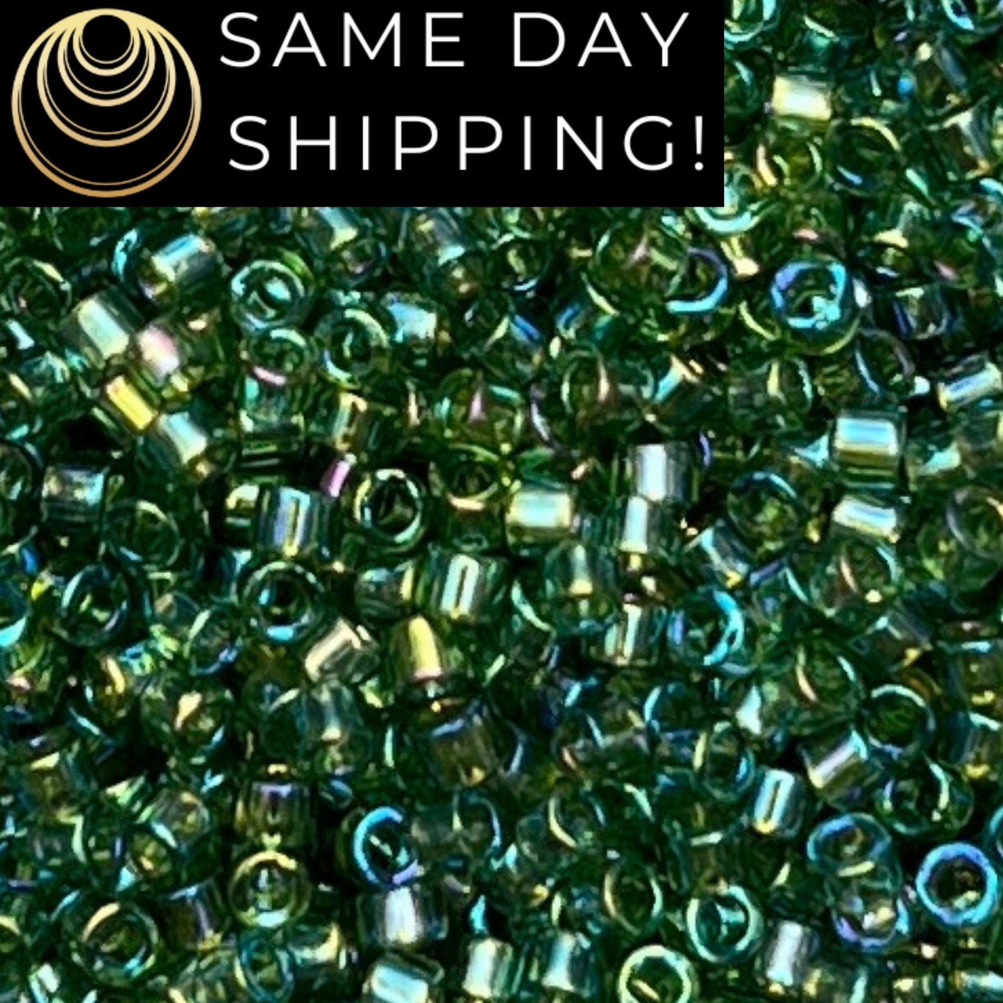 DB1247 (1 gram-20 grams) Miyuki Size 11/0 Delica Beads Transparent Olive AB-Free Container! Same Day Shipping!