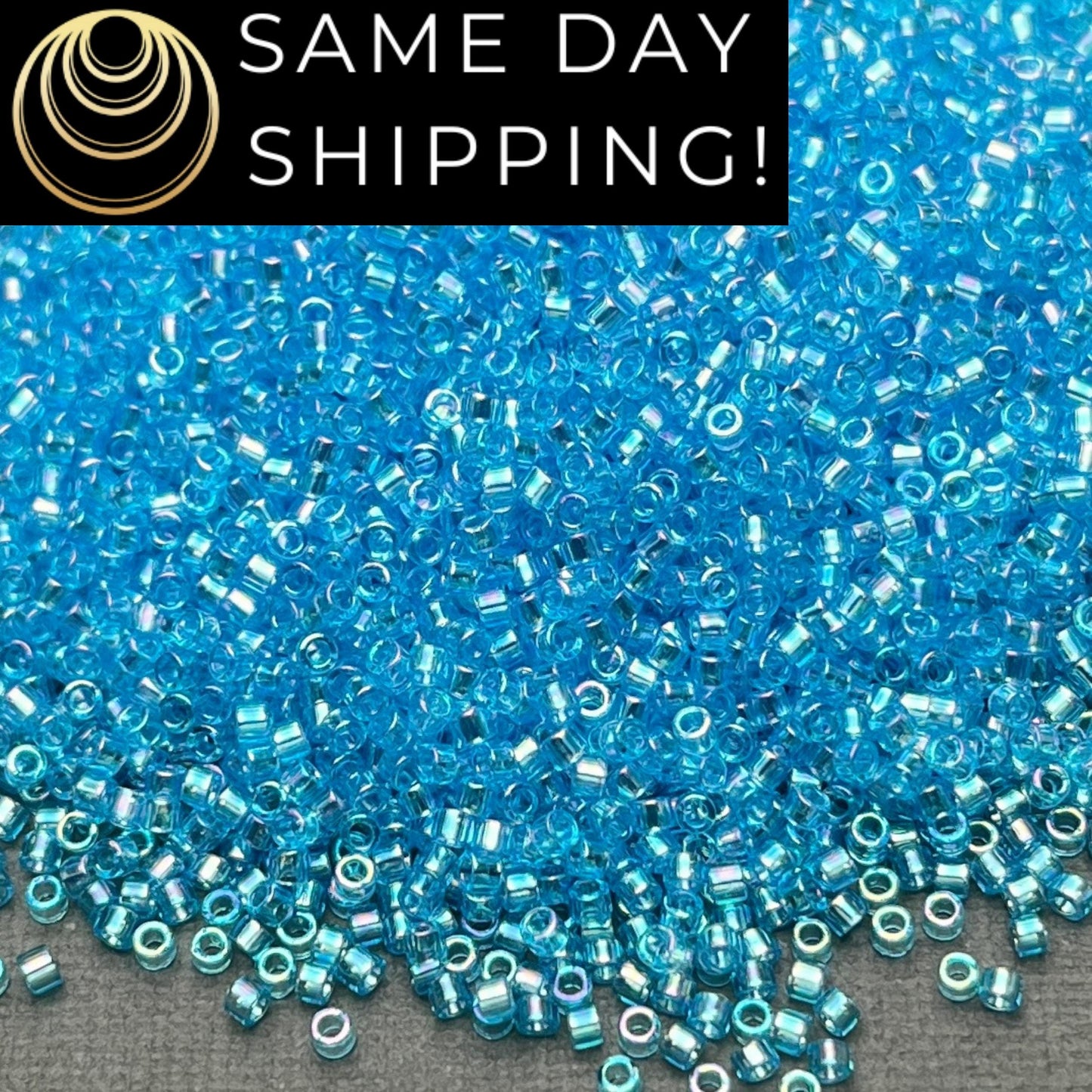 DB1249 (1 gram-20 grams) Miyuki Size 11/0 Delica Beads Transparent Ocean Blue AB-Free Container! Same Day Shipping!