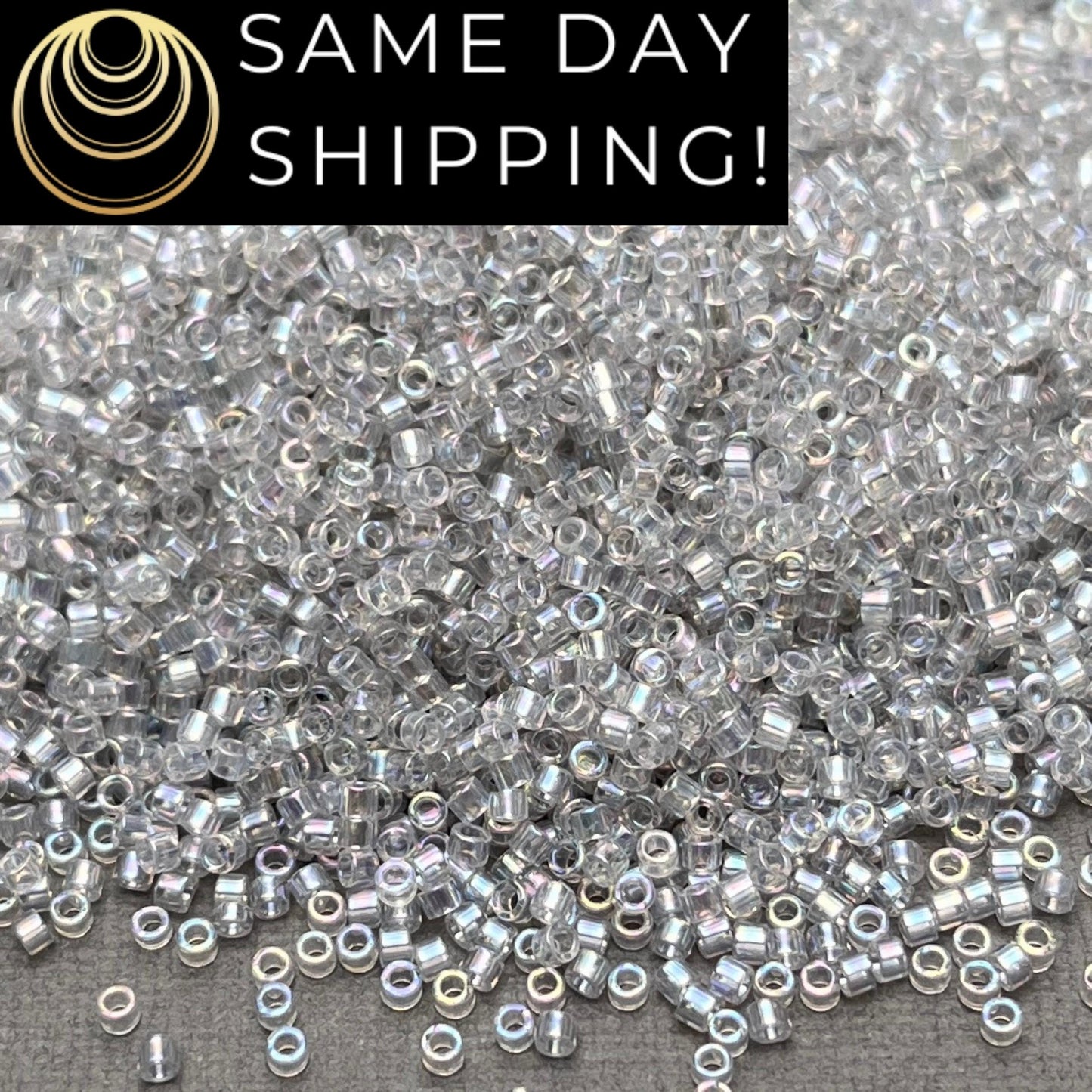 DB1251 (1 gram-20 grams) Miyuki Size 11/0 Delica Beads Transparent Gray Mist AB-Free Container! Same Day Shipping!