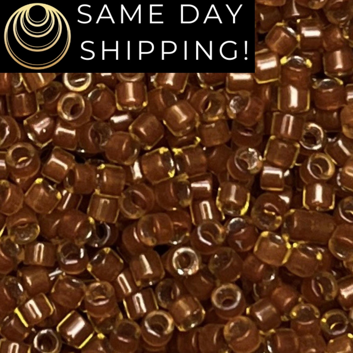 DB1391 (1 gram-20 grams) Miyuki Size 11/0 Delica Beads Mustard Lined Amber-Free Container! Same Day Shipping!