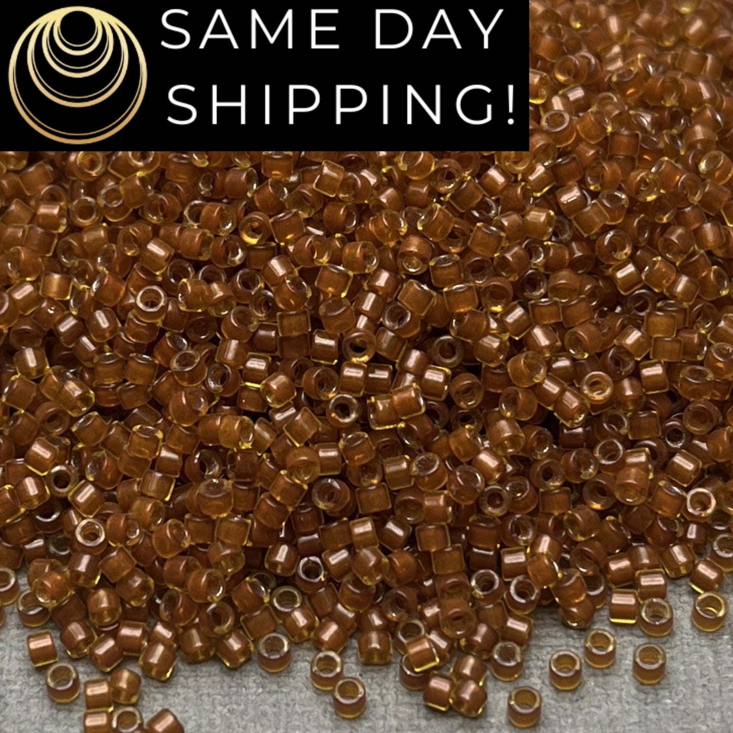 DB1391 (1 gram-20 grams) Miyuki Size 11/0 Delica Beads Mustard Lined Amber-Free Container! Same Day Shipping!