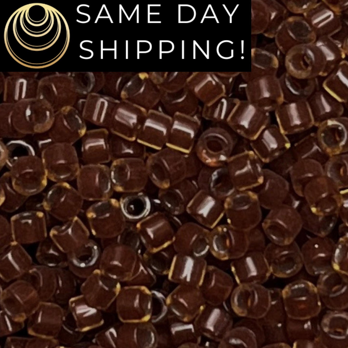 DB1393 (1 gram-20 grams) Miyuki Size 11/0 Delica Beads Dark Topaz Lined Luster-Free Container! Same Day Shipping!