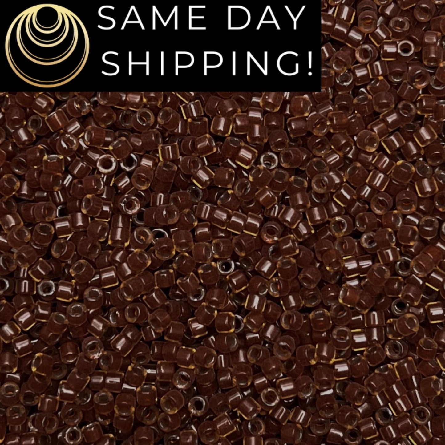 DB1393 (1 gram-20 grams) Miyuki Size 11/0 Delica Beads Dark Topaz Lined Luster-Free Container! Same Day Shipping!