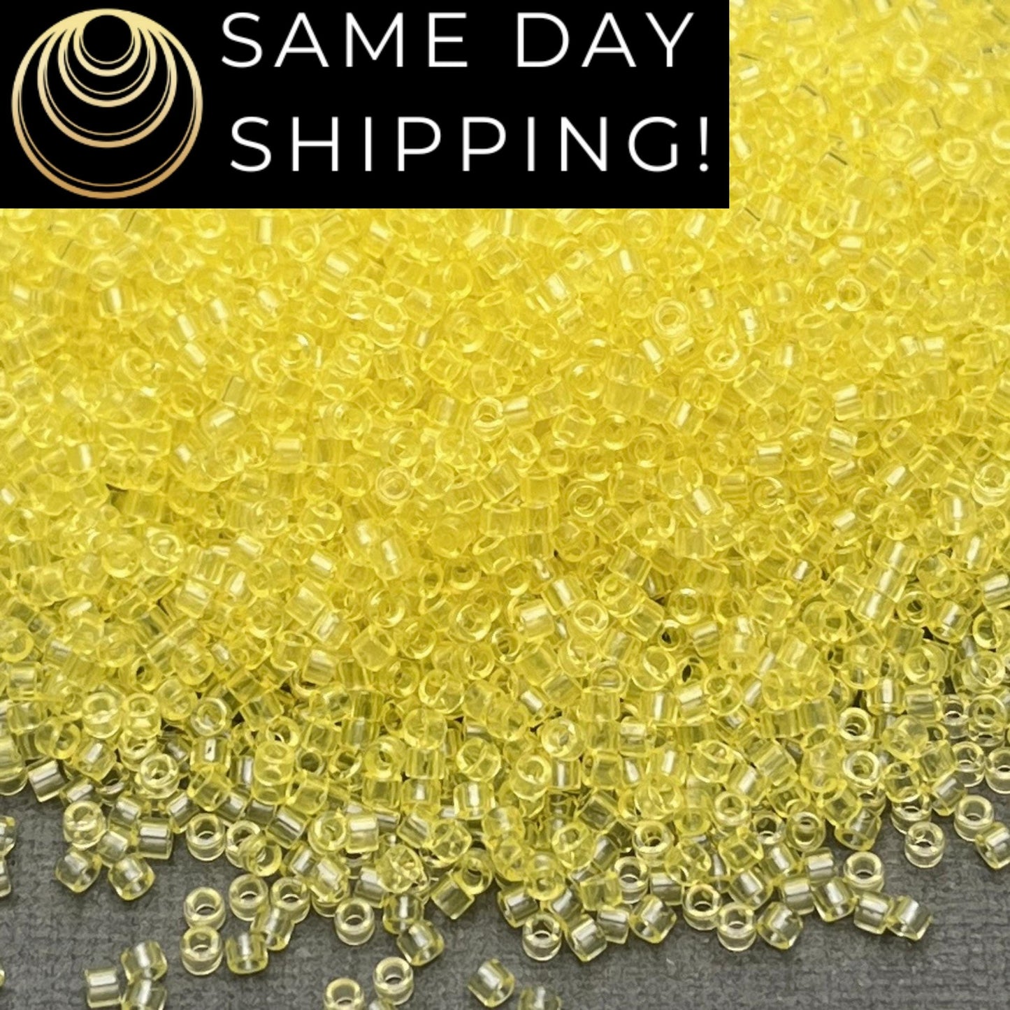 DB1401 (1 gram-20 grams) Miyuki Size 11/0 Delica Beads Transparent Pale Yellow-Free Container! Same Day Shipping!