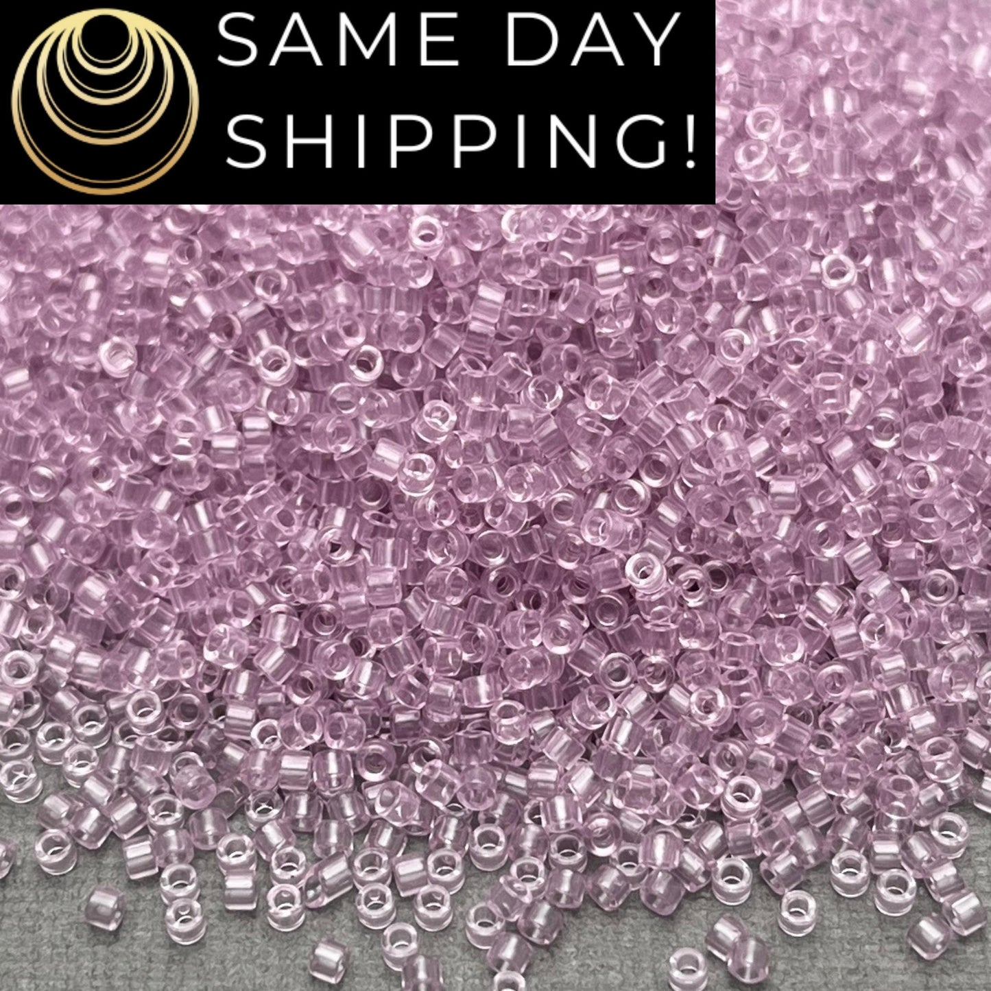 DB1402 (1 gram-20 grams) Miyuki Size 11/0 Delica Beads Transparent Pale Rose-Free Container! Same Day Shipping!