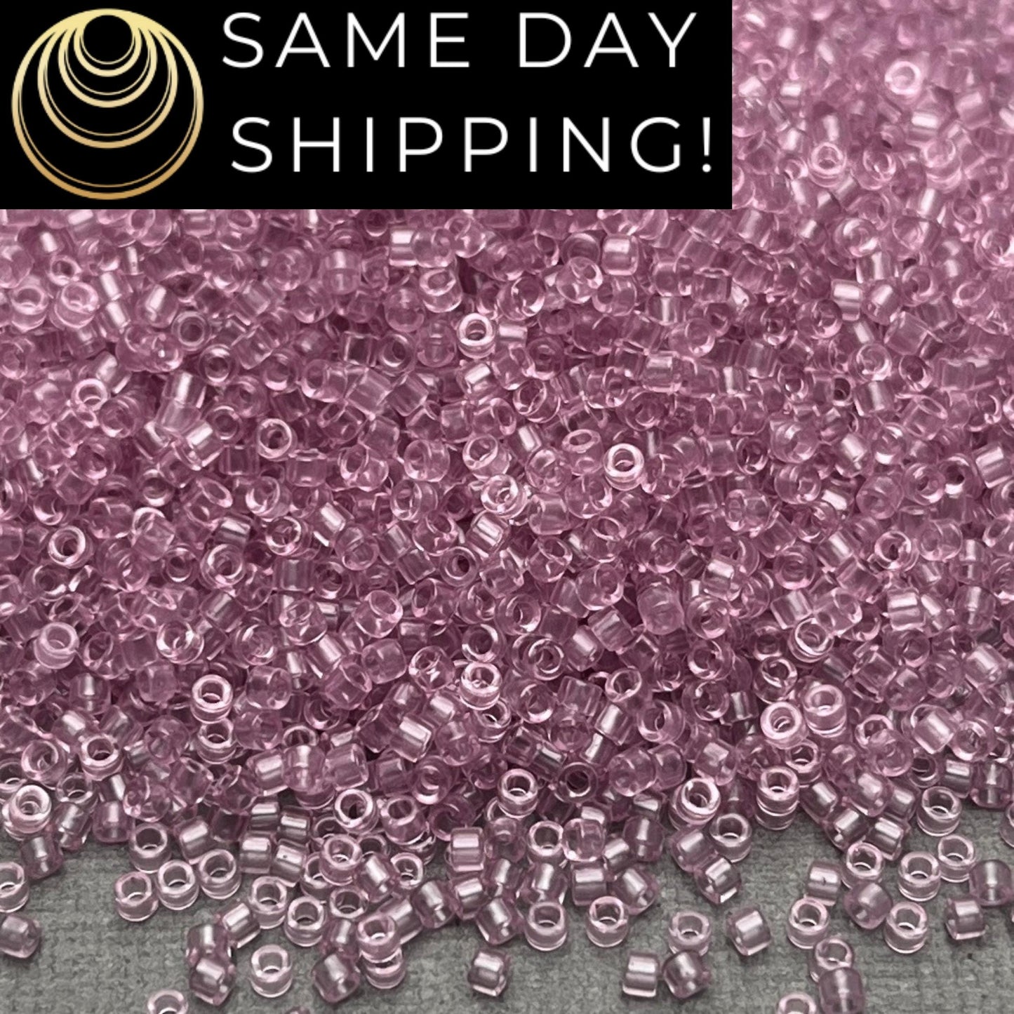 DB1403 (1 gram-20 grams) Miyuki Size 11/0 Delica Beads Transparent Pale Orchid-Free Container! Same Day Shipping!