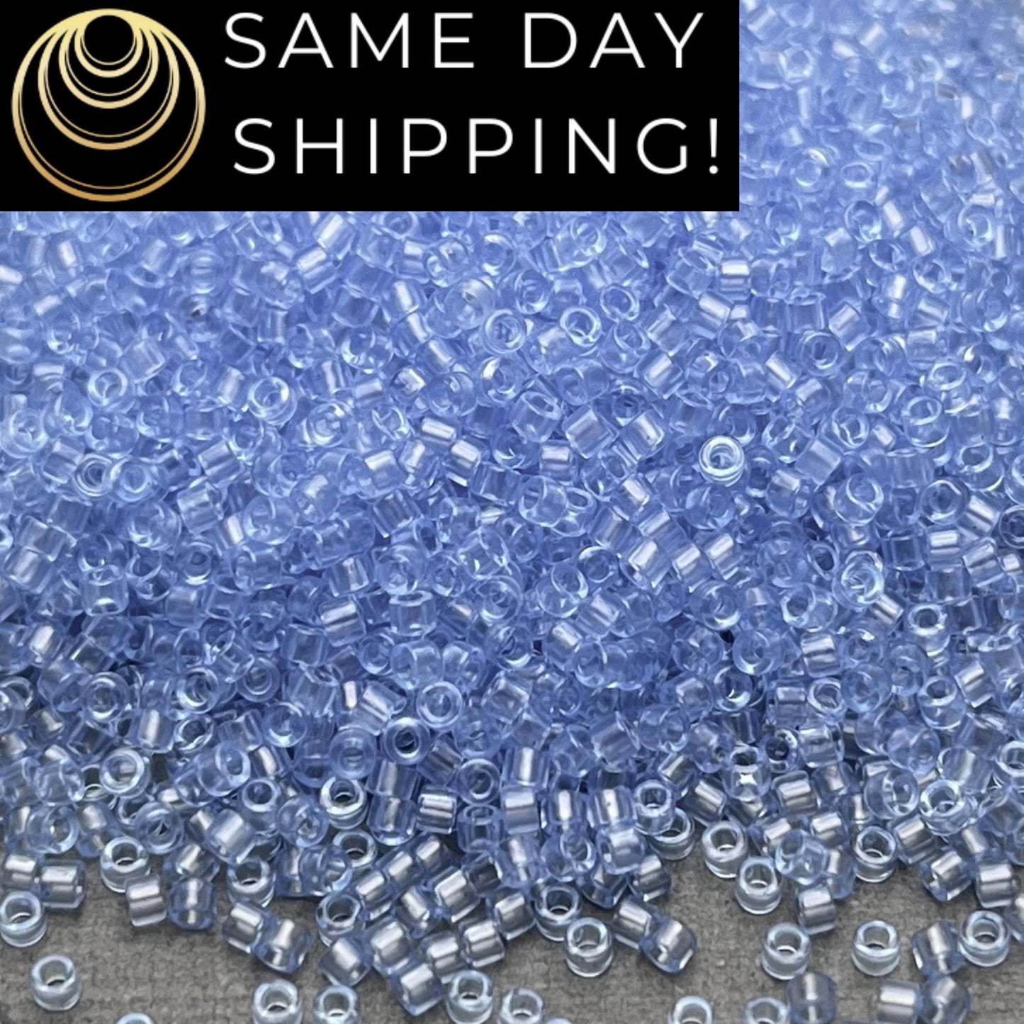 DB1405 (1 gram-20 grams) Miyuki Size 11/0 Delica Beads Transparent Pale Sky Blue-Free Container! Same Day Shipping!