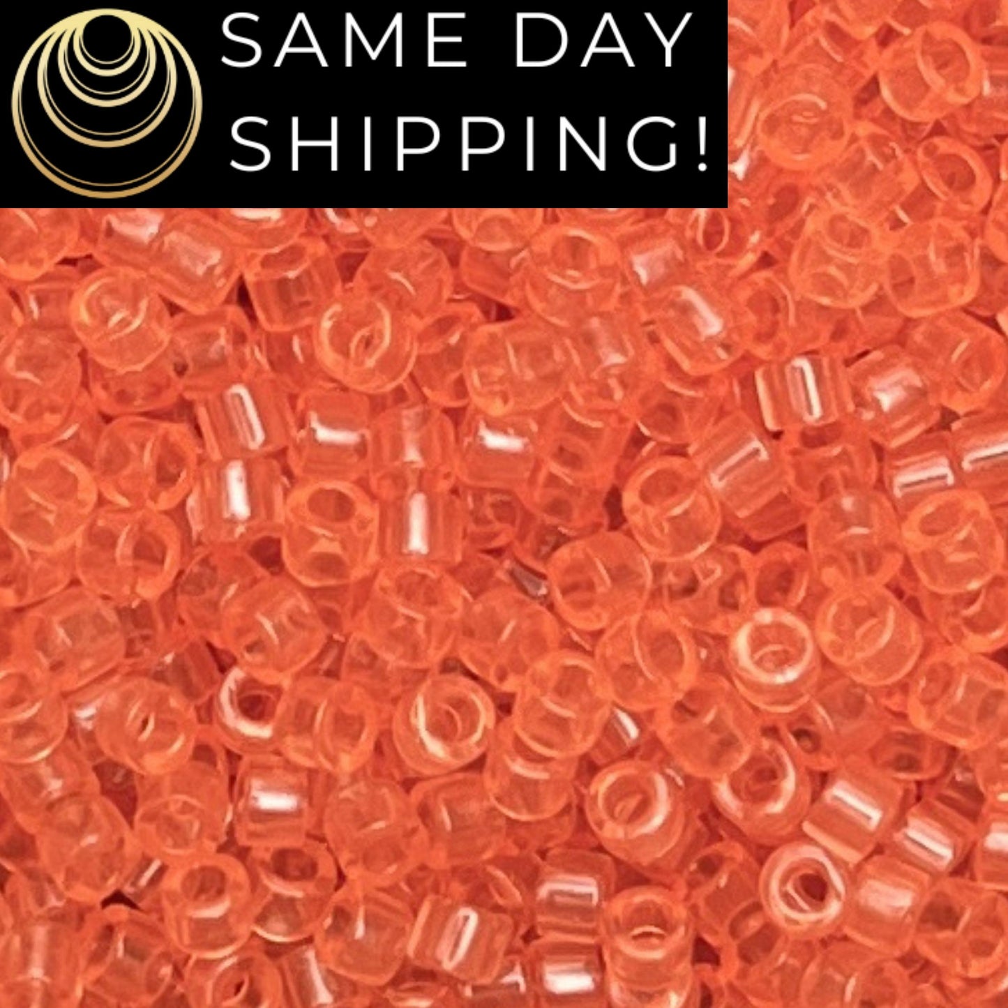 DB1411 (1 gram-20 grams) Miyuki Size 11/0 Delica Beads Transparent Peach-Free Container! Same Day Shipping!