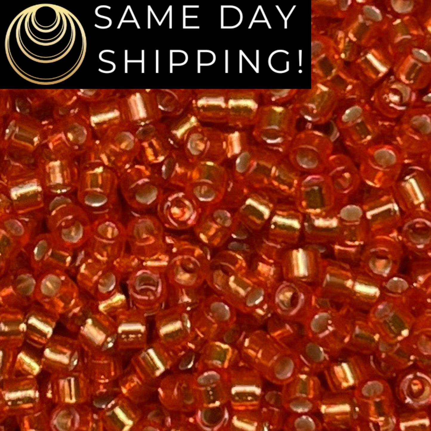 DB2158 (1 gram-20 grams) Miyuki Size 11/0 Delica Beads Duracoat Silver Lined Dyed Clementine-Free Container! Same Day Shipping!