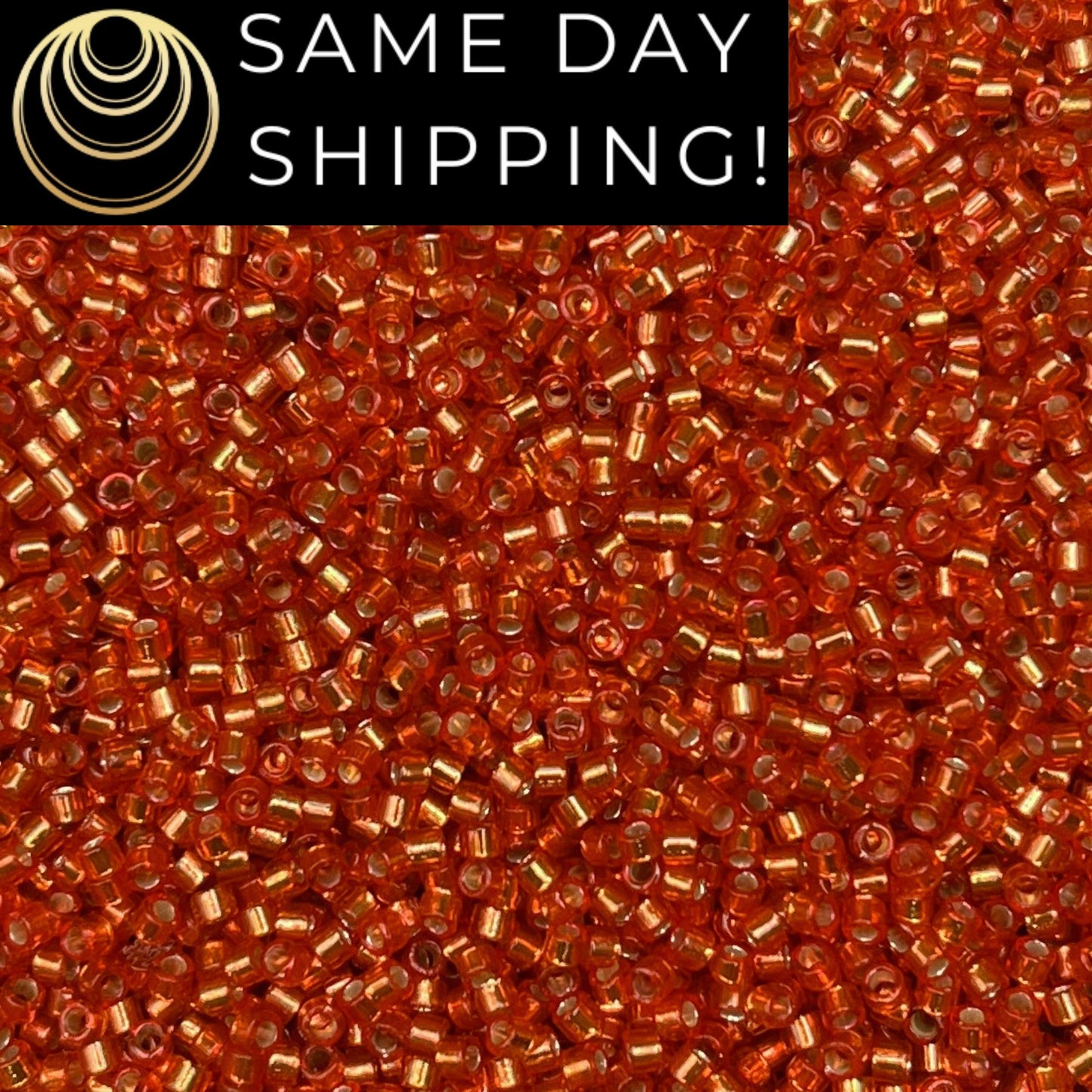 DB2158 (1 gram-20 grams) Miyuki Size 11/0 Delica Beads Duracoat Silver Lined Dyed Clementine-Free Container! Same Day Shipping!