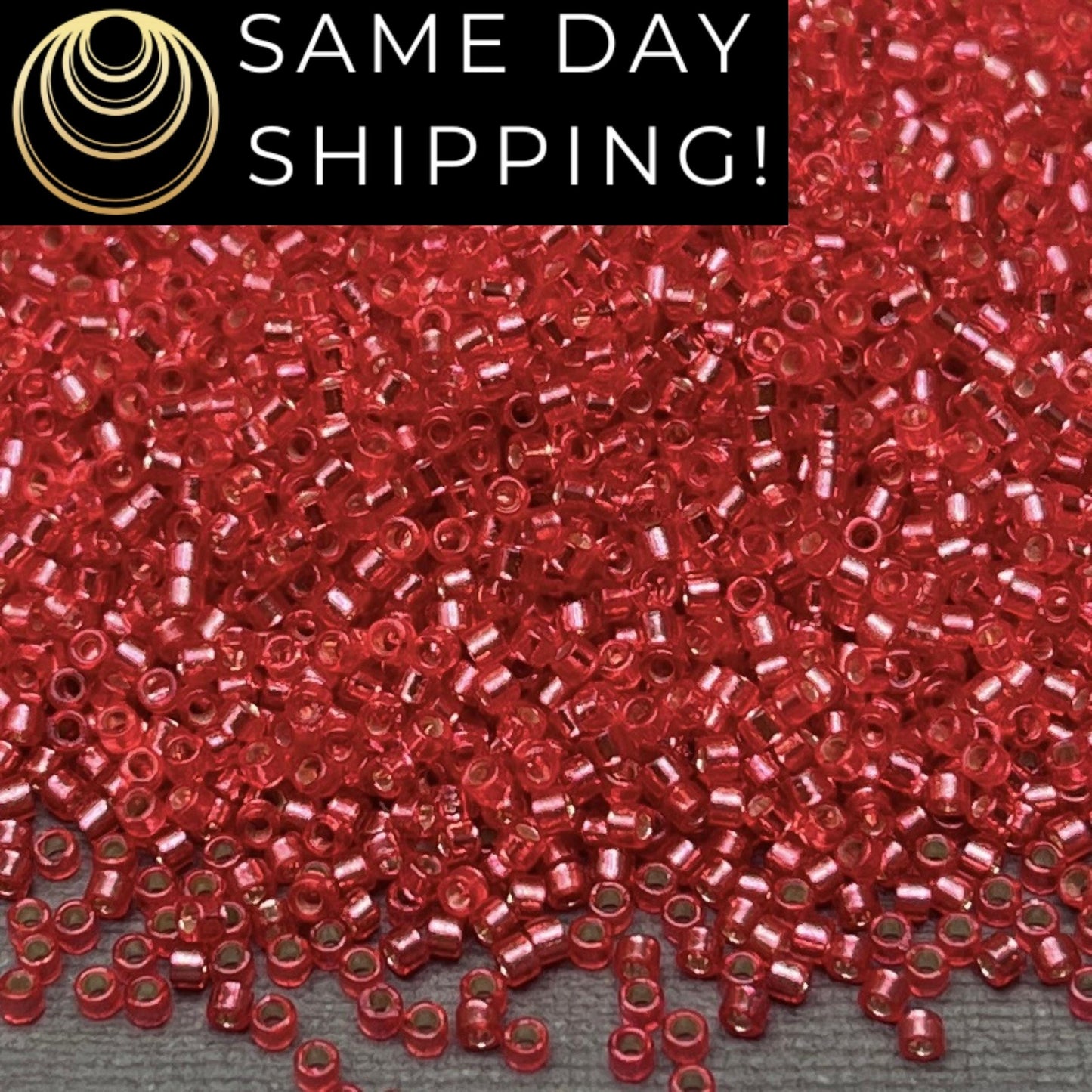 DB2159 (1 gram-20 grams) Miyuki Size 11/0 Delica Beads Duracoat Silver Lined Dyed Cranberry-Free Container! Same Day Shipping!