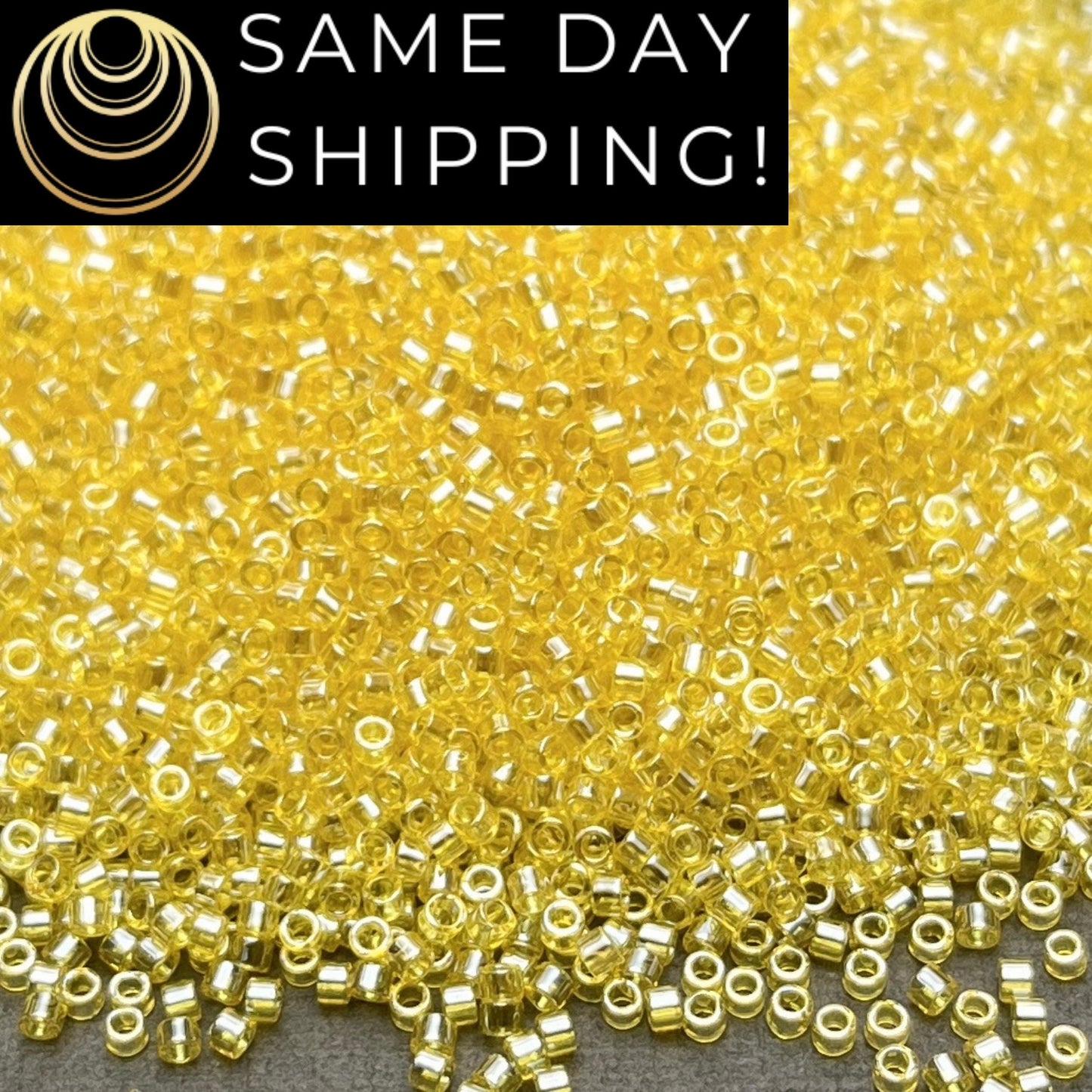 DB1886 (1 gram-20 grams) Miyuki Size 11/0 Delica Beads Transparent Yellow Luster-Free Container! Same Day Shipping!