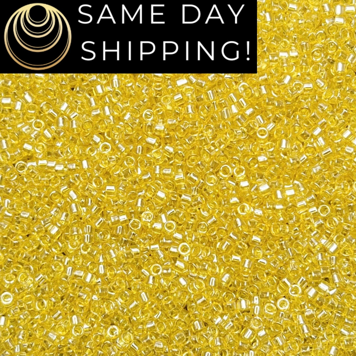 DB1886 (1 gram-20 grams) Miyuki Size 11/0 Delica Beads Transparent Yellow Luster-Free Container! Same Day Shipping!