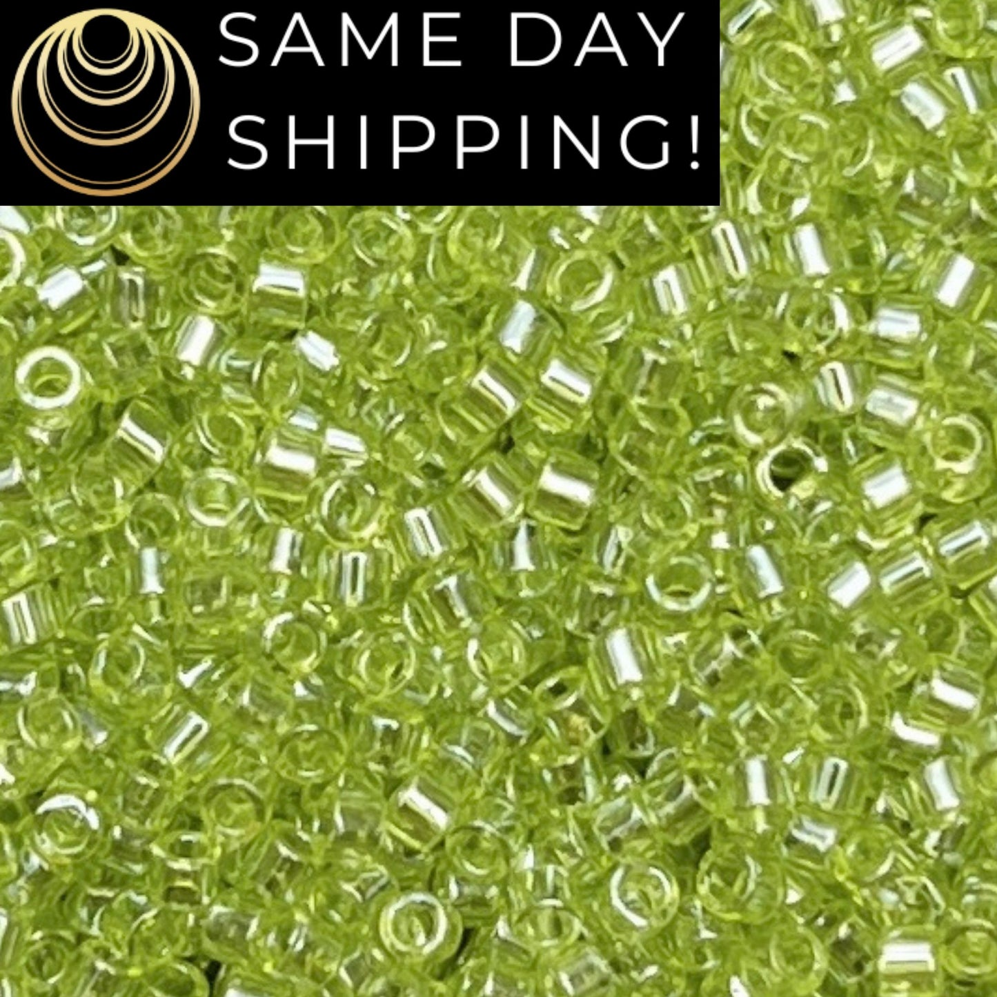 DB1888 (1 gram-20 grams) Miyuki Size 11/0 Delica Beads Transparent Chartreuse Luster-Free Container! Same Day Shipping!