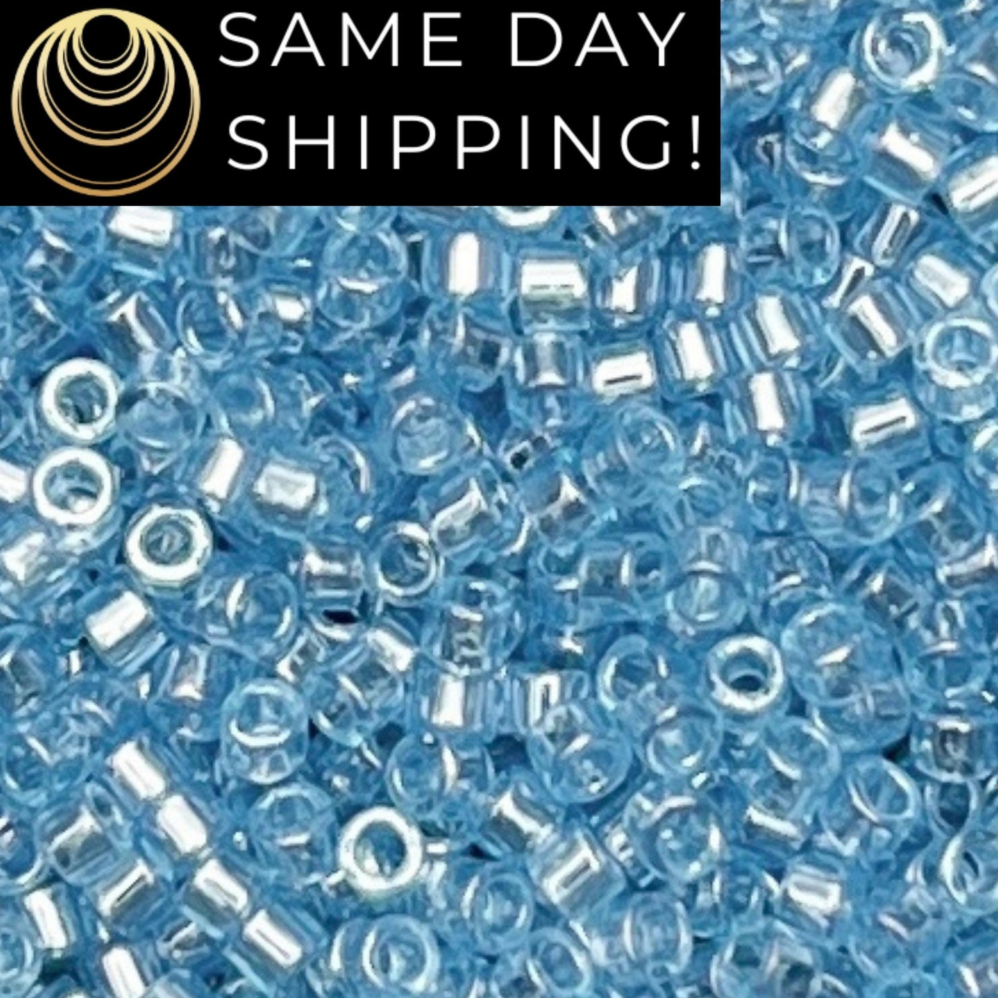 DB1890 (1 gram-20 grams) Miyuki Size 11/0 Delica Beads Transparent Sky Blue Luster-Free Container! Same Day Shipping!