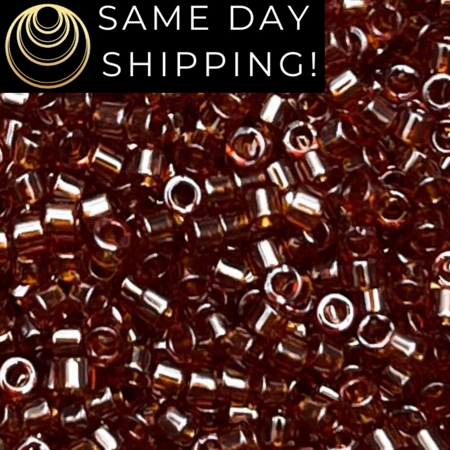 DB1891 (1 gram-20 grams) Miyuki Size 11/0 Delica Beads Transparent Dark Topaz Luster-Free Container! Same Day Shipping!