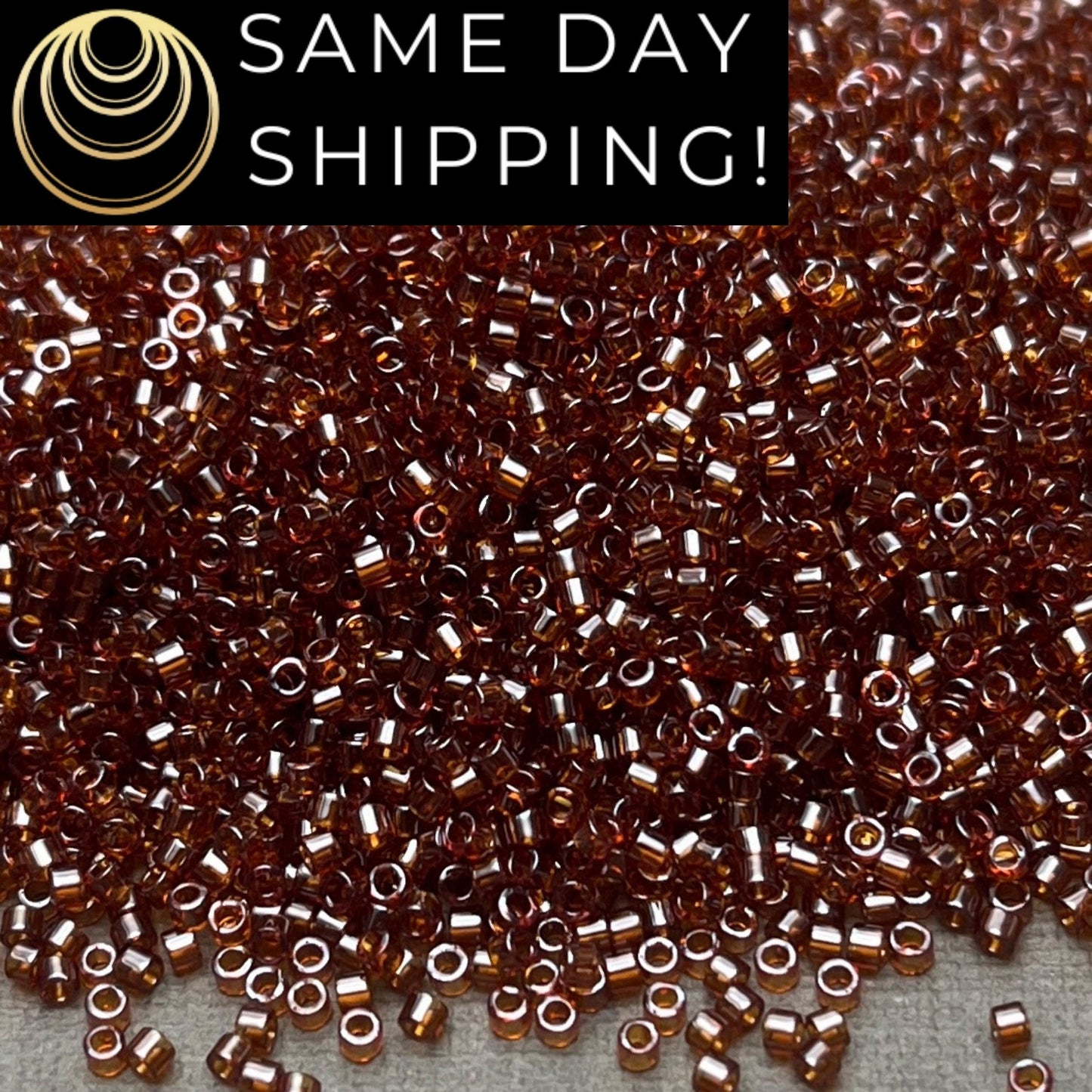 DB1891 (1 gram-20 grams) Miyuki Size 11/0 Delica Beads Transparent Dark Topaz Luster-Free Container! Same Day Shipping!