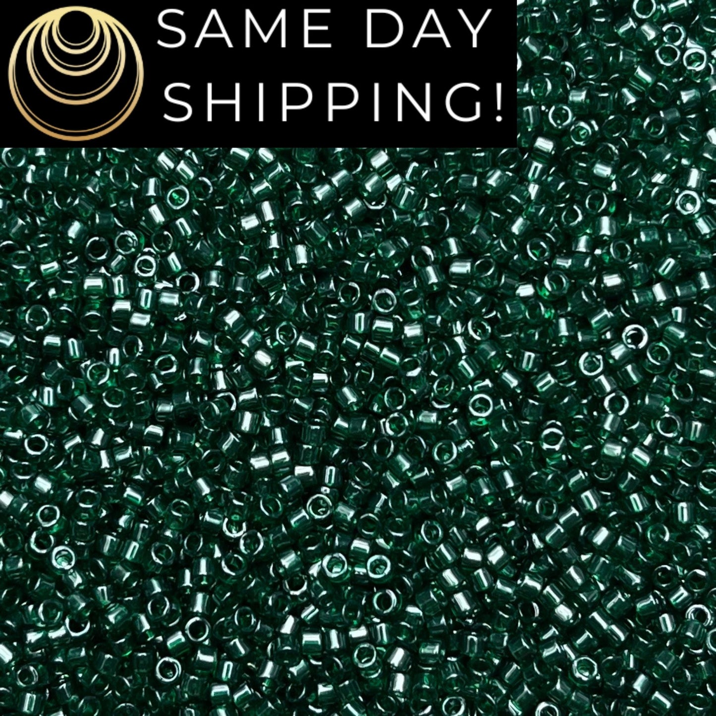DB1894 (1 gram-20 grams) Miyuki Size 11/0 Delica Beads Transparent Emerald Luster-Free Container! Same Day Shipping!