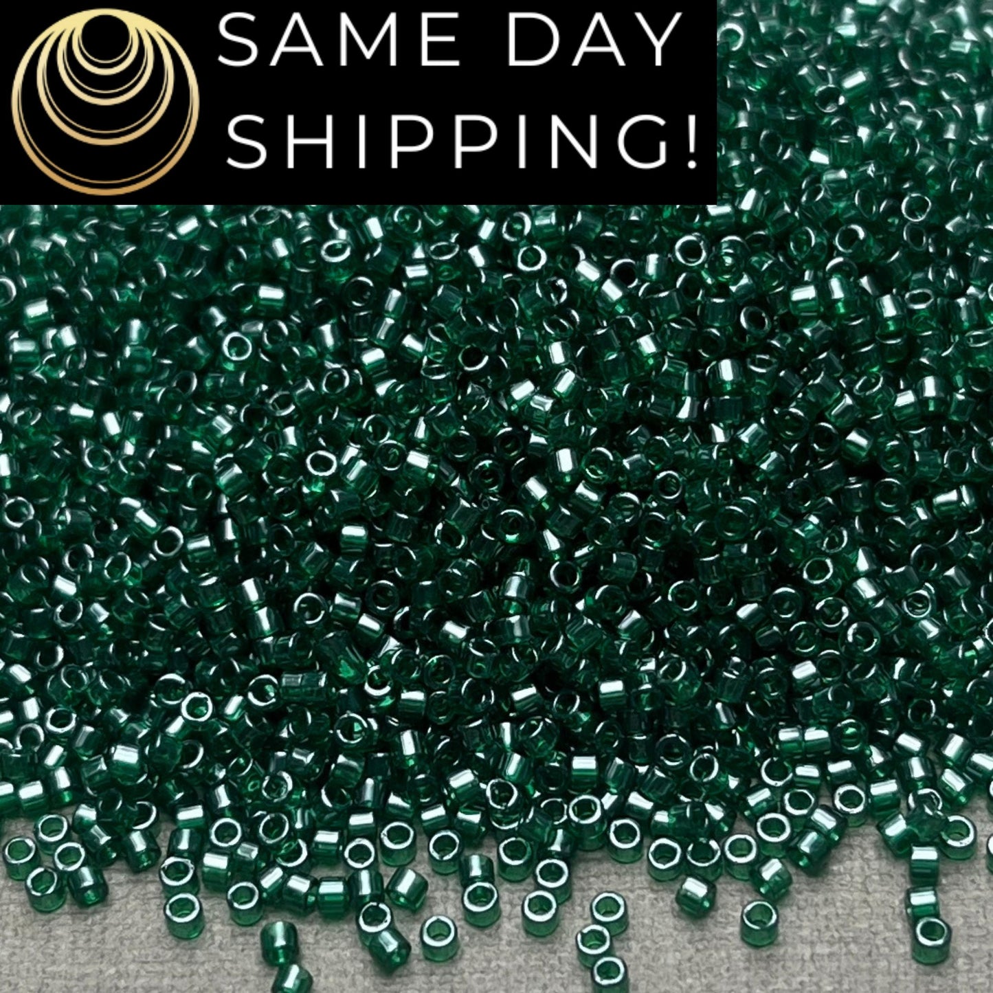 DB1894 (1 gram-20 grams) Miyuki Size 11/0 Delica Beads Transparent Emerald Luster-Free Container! Same Day Shipping!