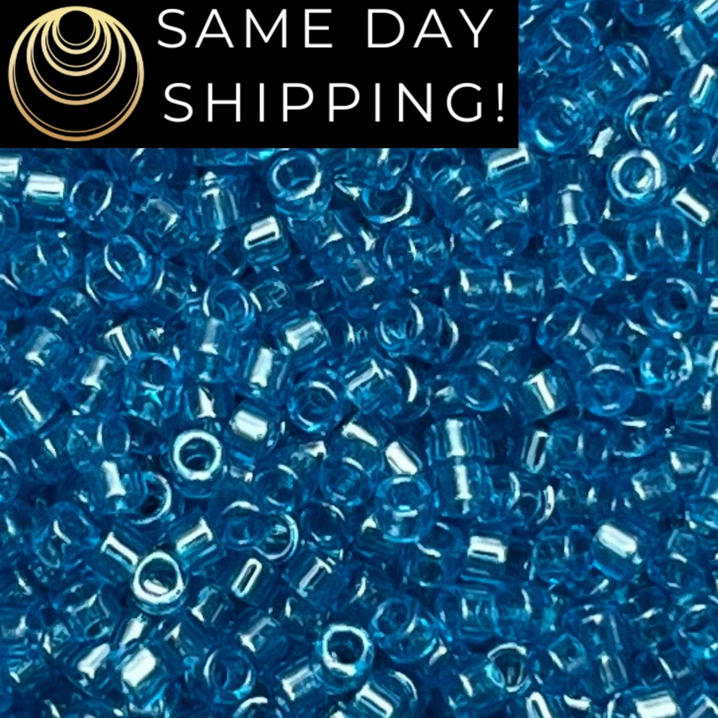 DB1895 (1 gram-20 grams) Miyuki Size 11/0 Delica Beads Transparent Capri Blue Luster-Free Container! Same Day Shipping!