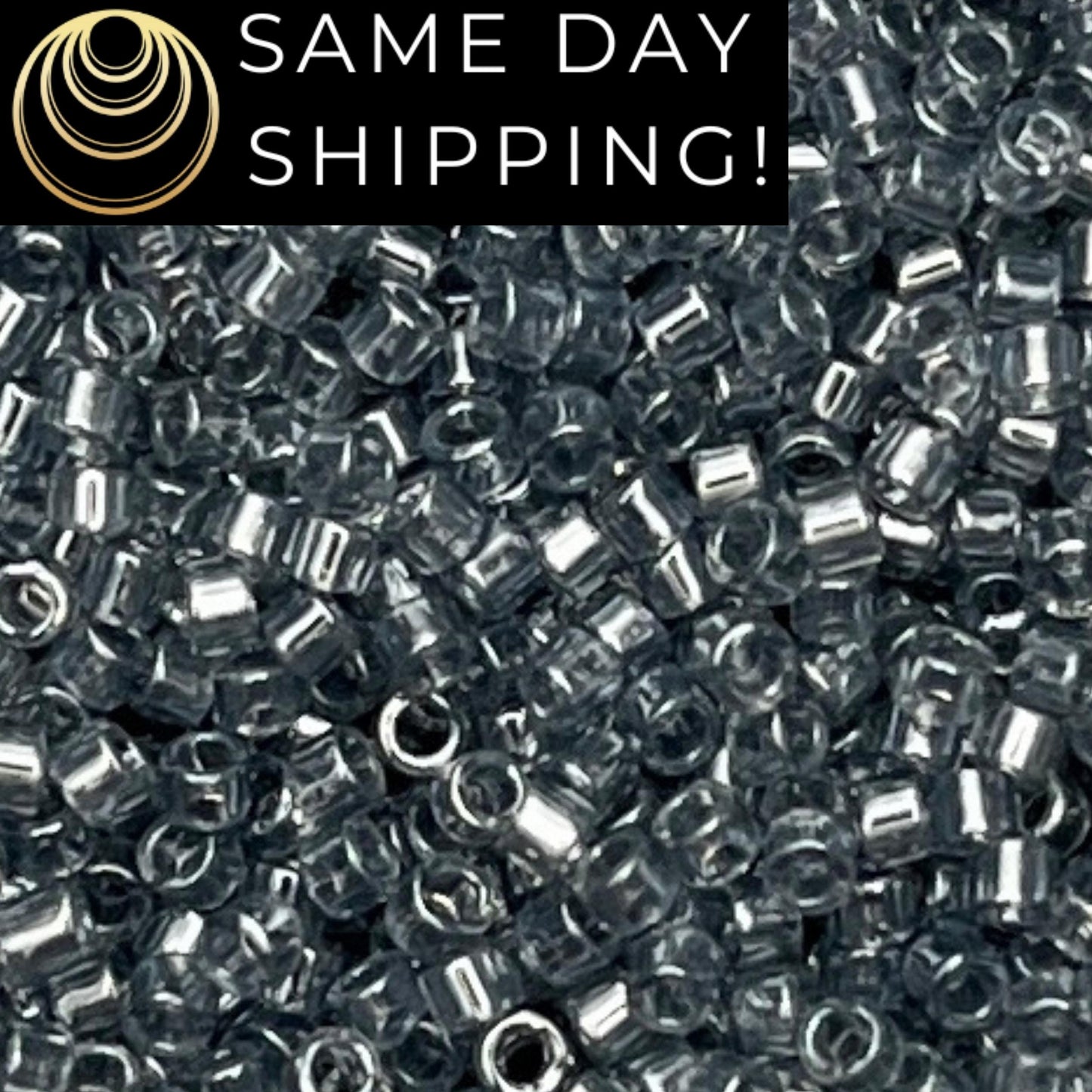 DB1897 (1 gram-20 grams) Miyuki Size 11/0 Delica Beads Transparent Gray Luster-Free Container! Same Day Shipping!