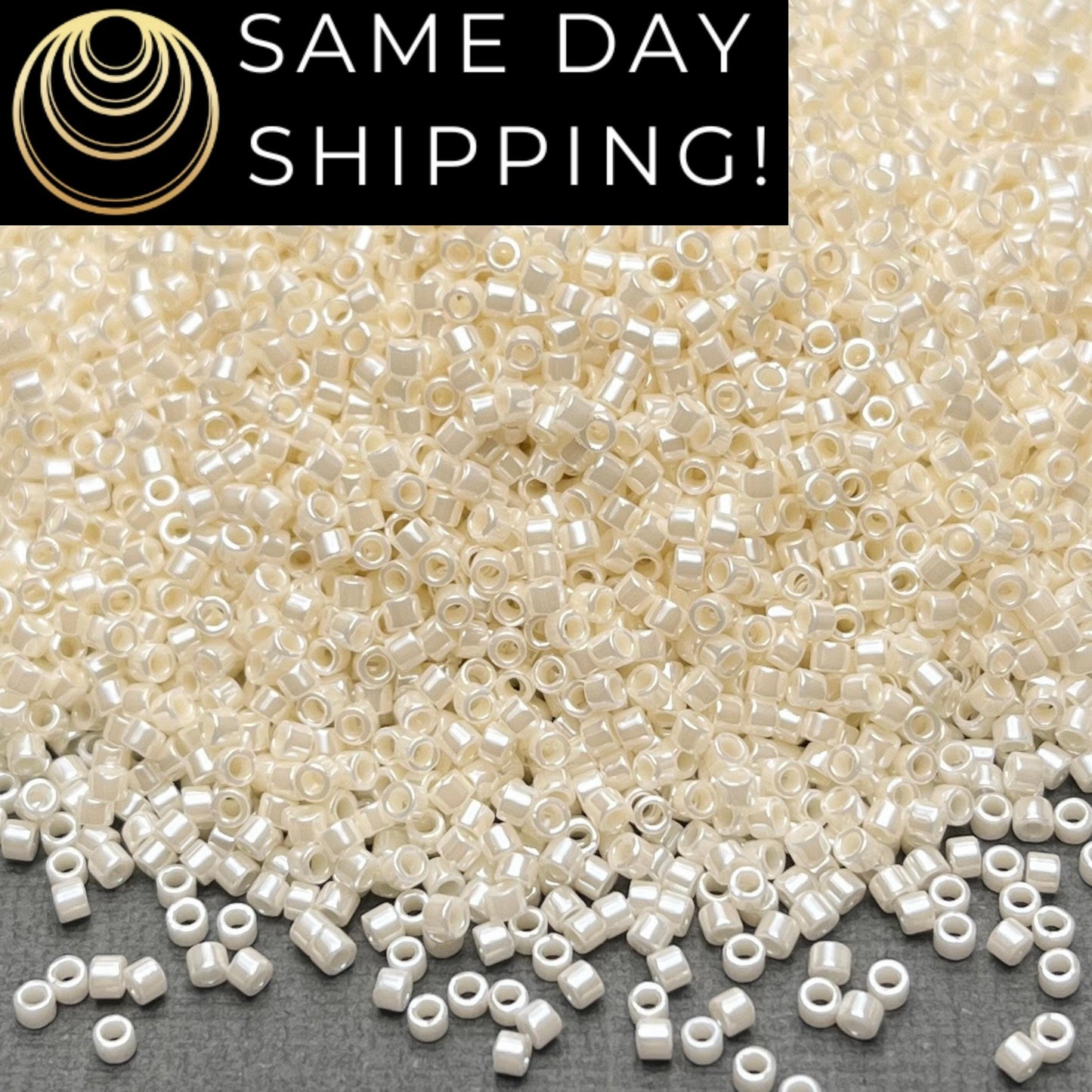 DB1900 (1 gram-20 grams) Miyuki Size 11/0 Delica Beads Crystal Ivory Ceylon-Free Container! Same Day Shipping!
