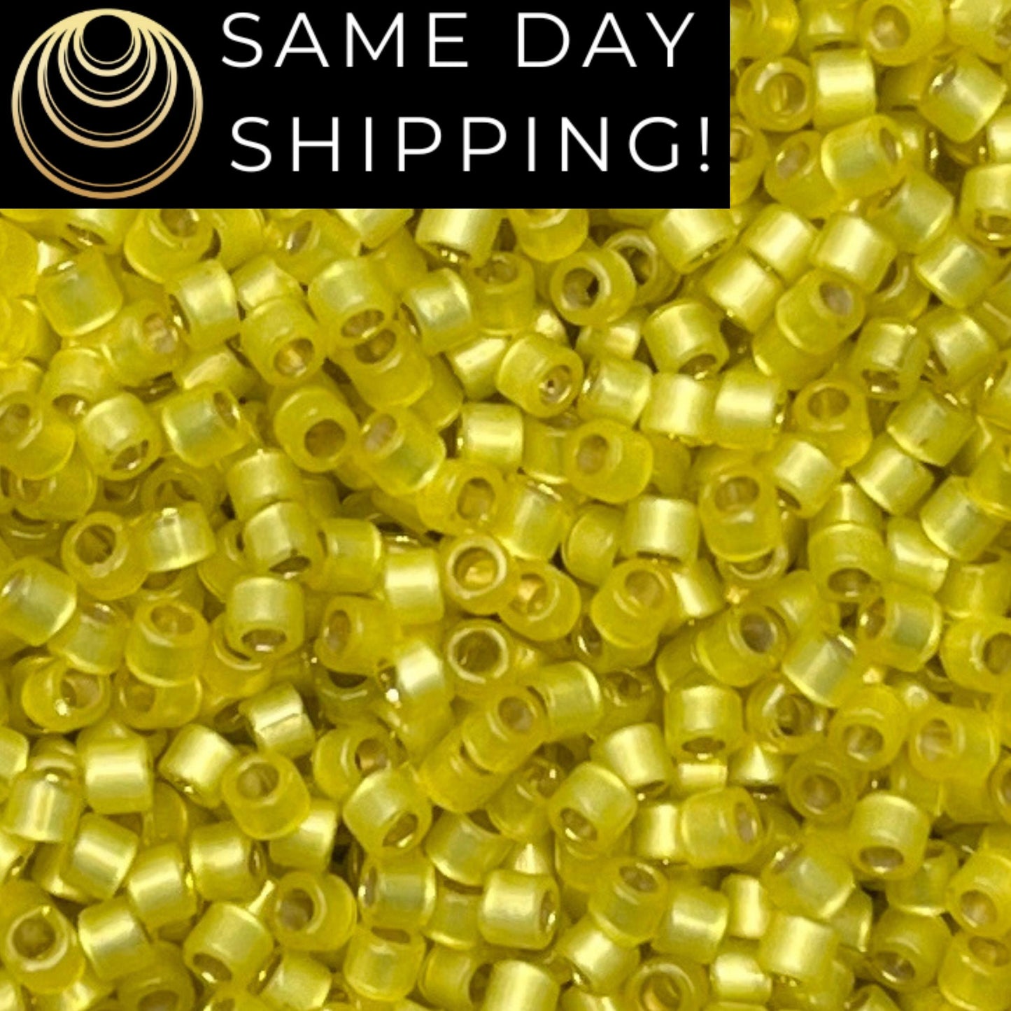 DB2187 (1 gram-20 grams) Miyuki Size 11/0 Delica Beads Duracoat Semi Frosted Silver Lined Dyed Citron-Free Container! Same Day Shipping!