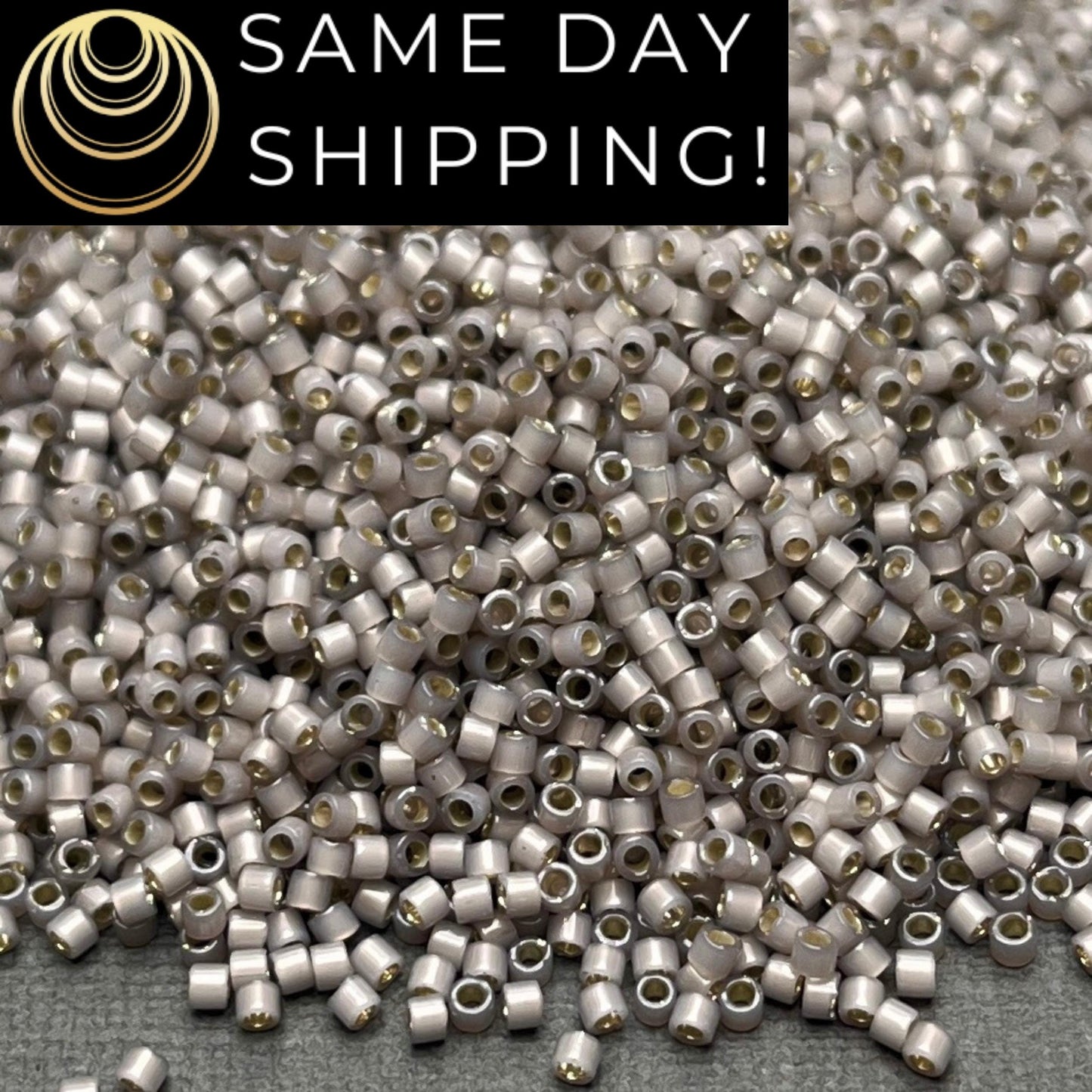 DB1456 (1 gram-20 grams) Miyuki Size 11/0 Delica Beads Silver Lined Light Taupe Opal-Free Container! Same Day Shipping!