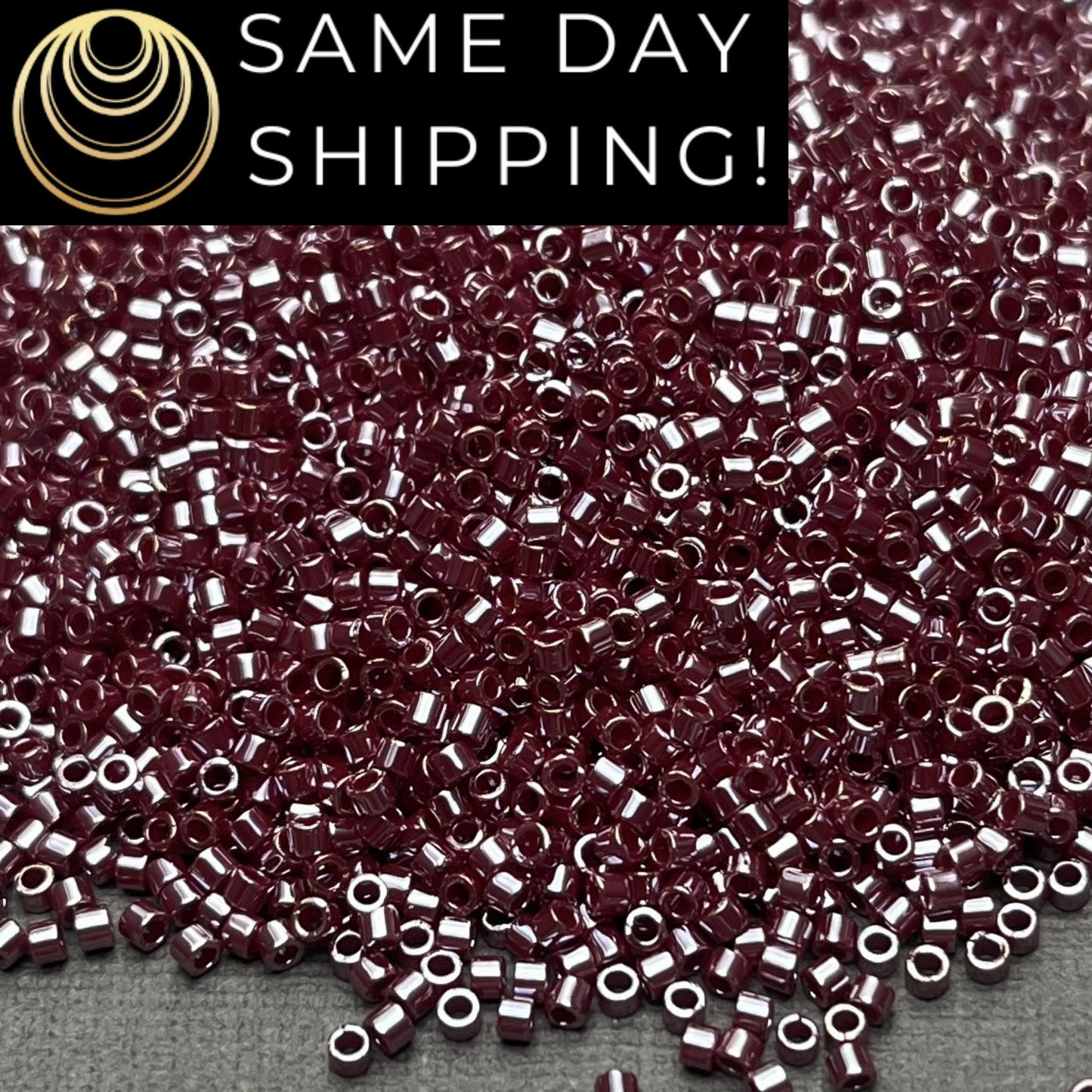 DB1565 (1 gram-20 grams) Miyuki Size 11/0 Delica Beads Opaque Currant Luster-Free Container! Same Day Shipping!
