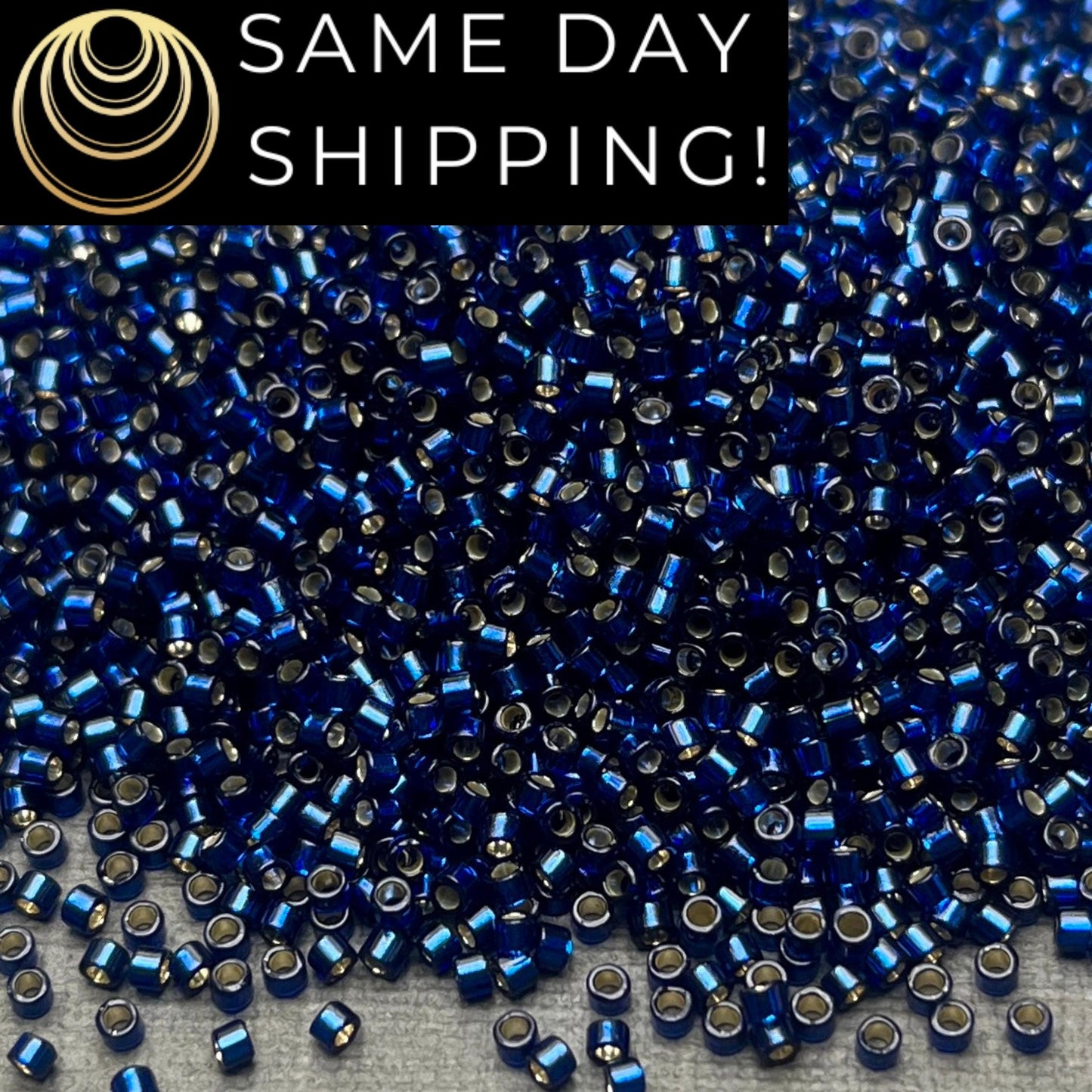 DB2191 (1 gram-20 grams) Miyuki Size 11/0 Delica Beads Duracoat Silver Lined Dyed Navy-Free Container! Same Day Shipping!