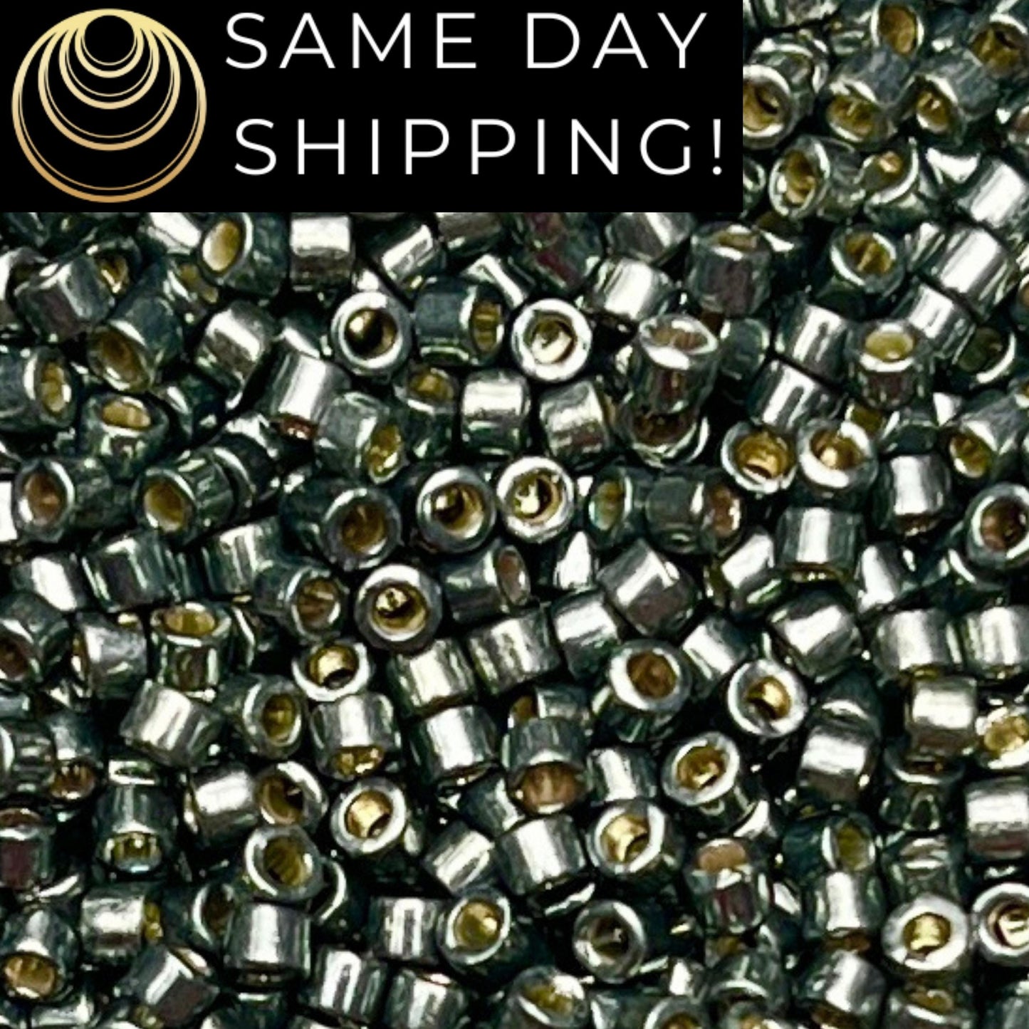 DB2512 (1 gram-20 grams) Miyuki Size 11/0 Delica Beads Duracoat Galvanized Dark Steel Green-Free Container! Same Day Shipping!