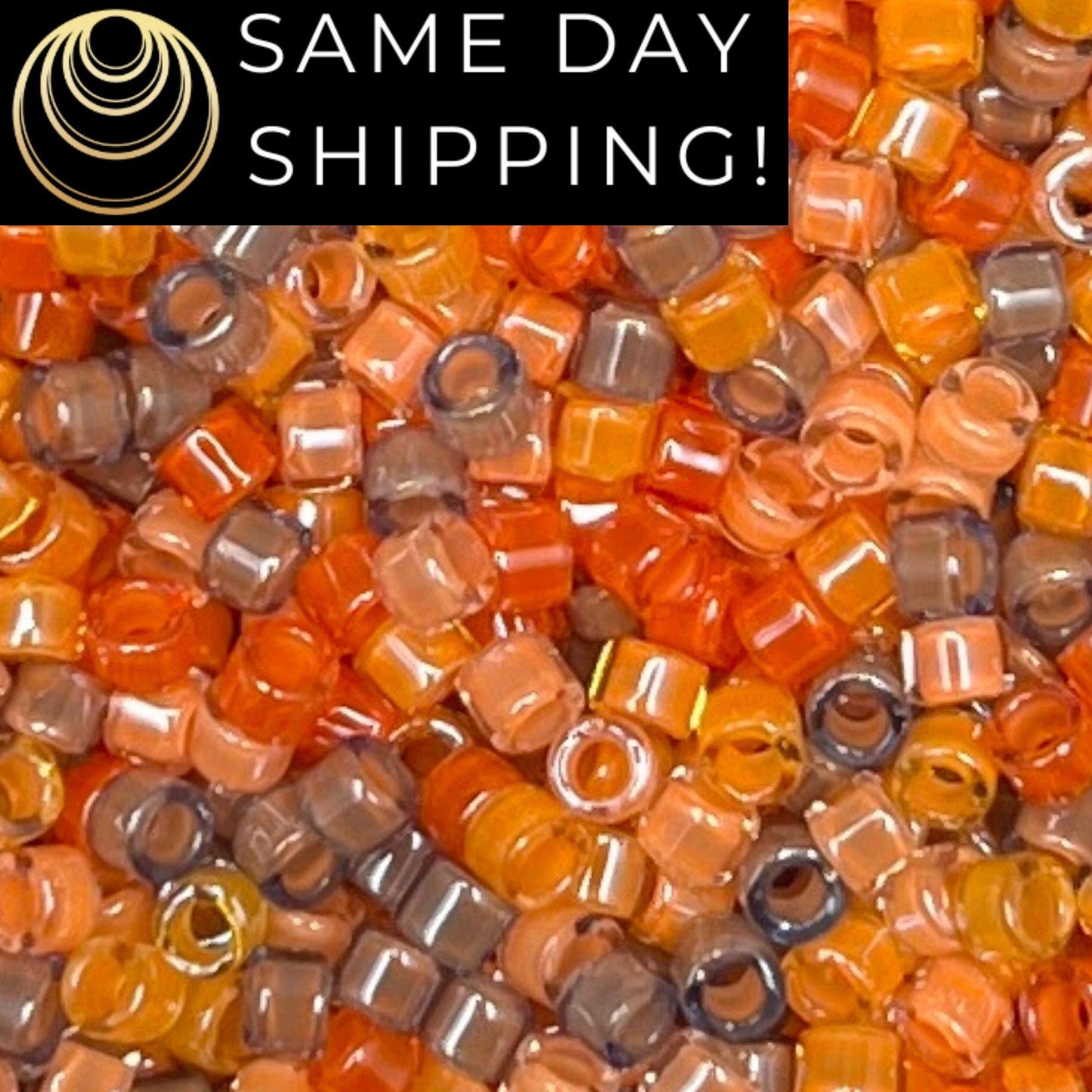 DB2062 (1 gram-20 grams) Miyuki Size 11/0 Delica Beads Luminous Orange Mix-Free Container! Same Day Shipping!