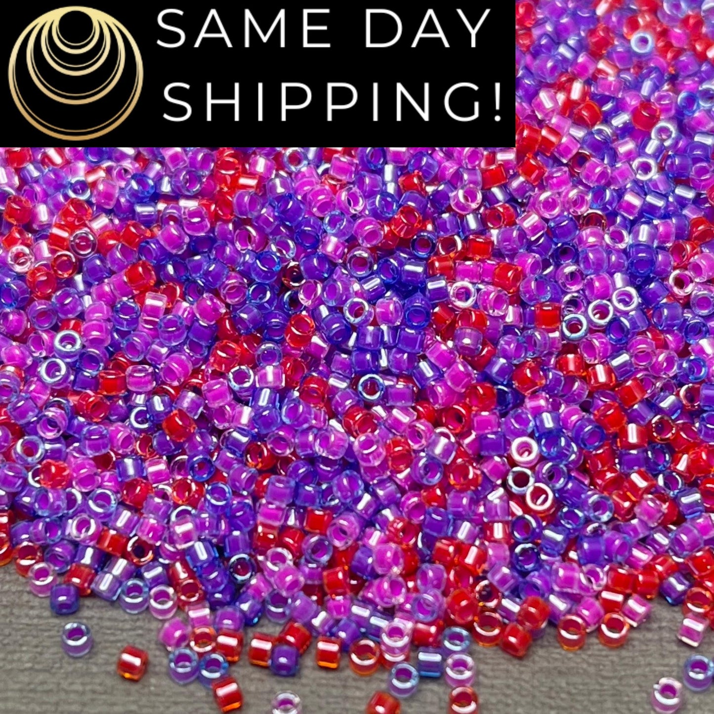DB2065 (1 gram-20 grams) Miyuki Size 11/0 Delica Beads Luminous Purple Mix-Free Container! Same Day Shipping!