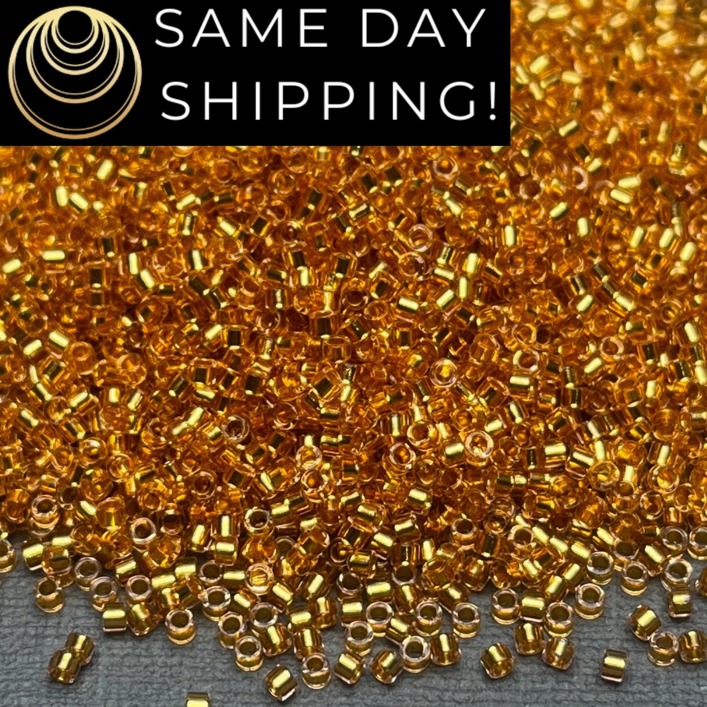 DB2521 (1 gram-20 grams) Miyuki Size 11/0 Delica Beads 24kt Gold Lined Warm Gold-Free Container! Same Day Shipping!