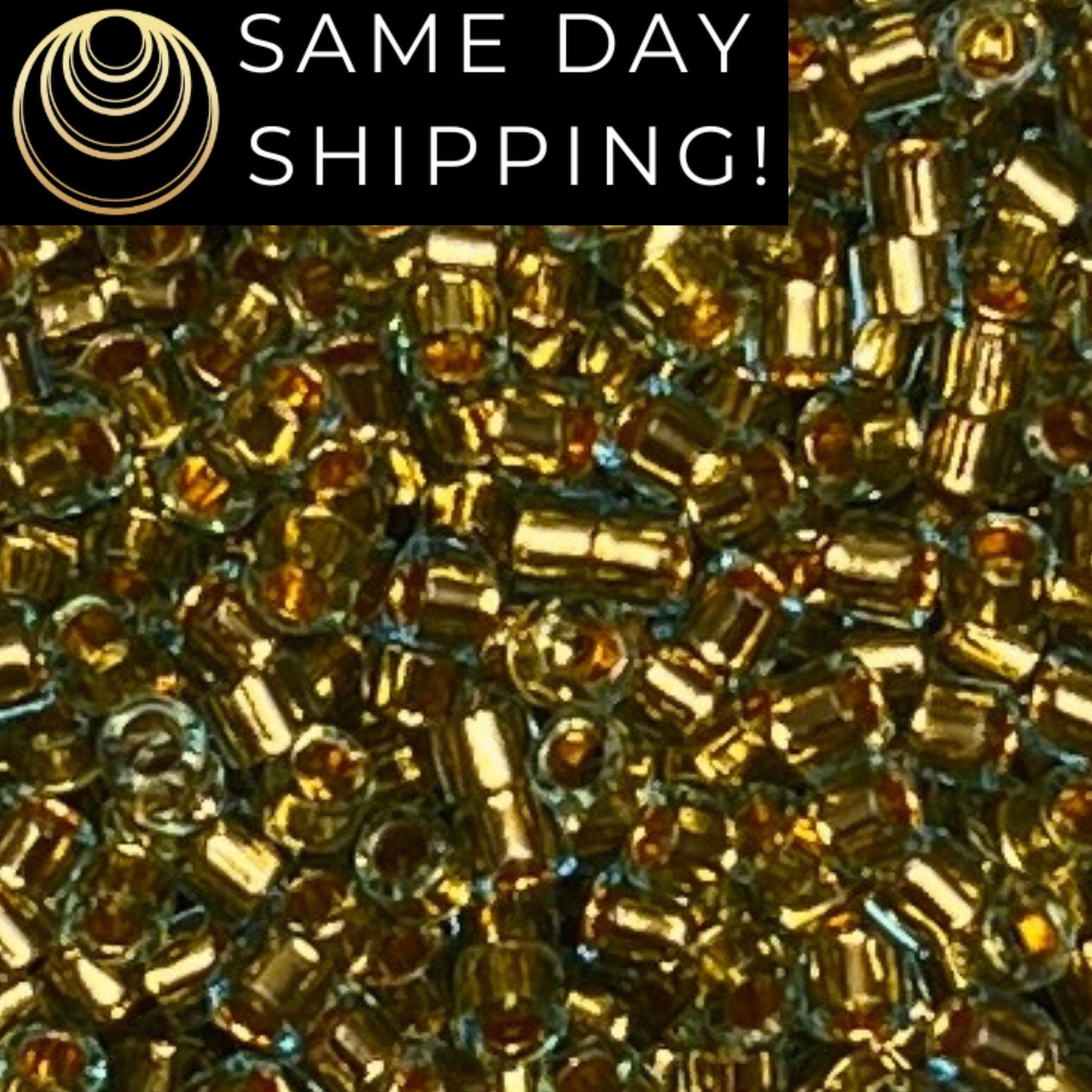 DB2522 (1 gram-20 grams) Miyuki Size 11/0 Delica Beads 24kt Gold Lined Golden Olive-Free Container! Same Day Shipping!