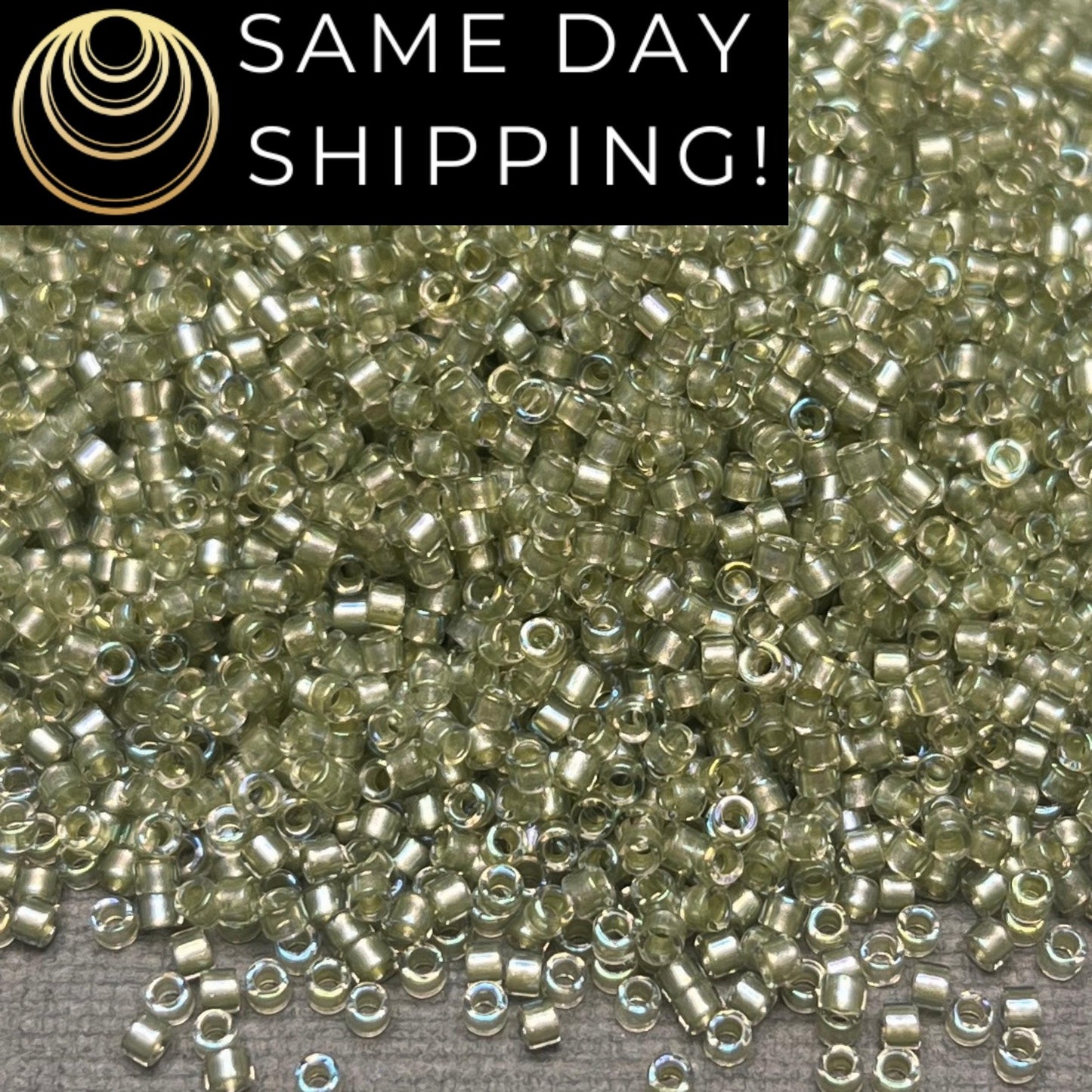 DB2378 (1 gram-20 grams) Miyuki Size 11/0 Delica Beads Inside Dyed Moss Green-Free Container! Same Day Shipping!
