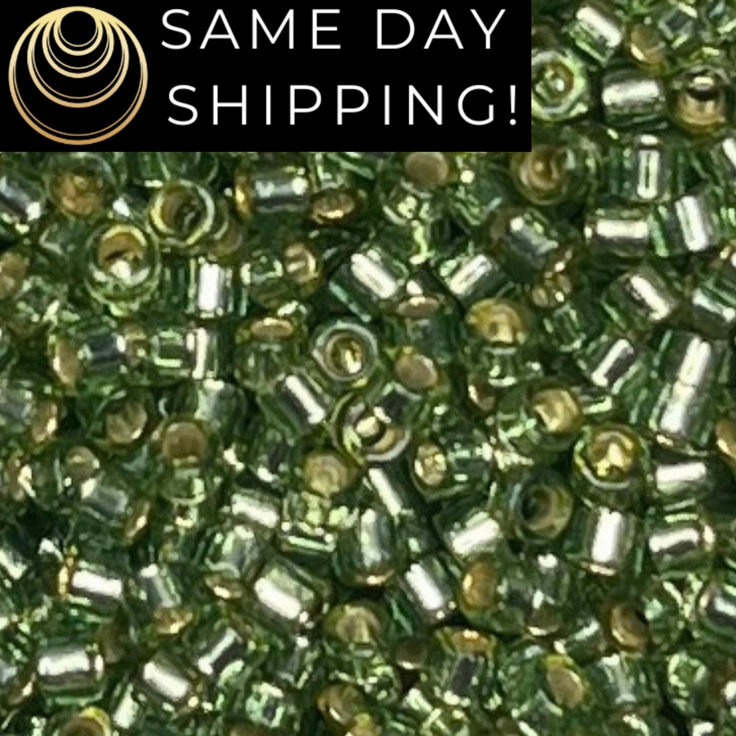 DB2163 (1 gram-20 grams) Miyuki Size 11/0 Delica Beads Duracoat Silver Lined Dyed Olive Green-Free Container! Same Day Shipping!