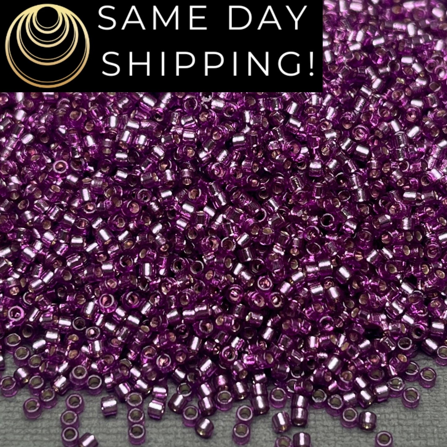DB2169 (1 gram-20 grams) Miyuki Size 11/0 Delica Beads Duracoat Silver Lined Dyed Lilac-Free Container! Same Day Shipping!