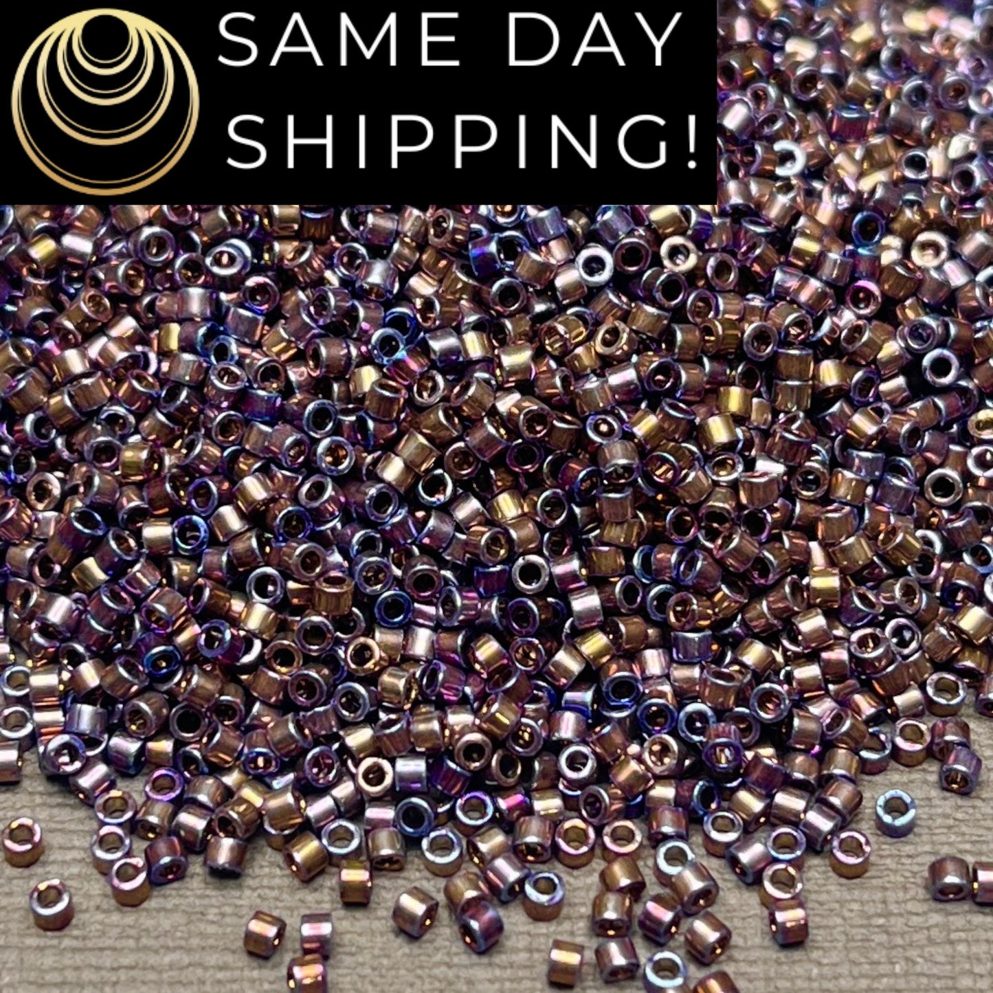 DB542 (1 gram-20 grams) Miyuki Size 11/0 Delica Beads Palladium Plated Amethyst Gold Iris AB-Free Container! Same Day Shipping!