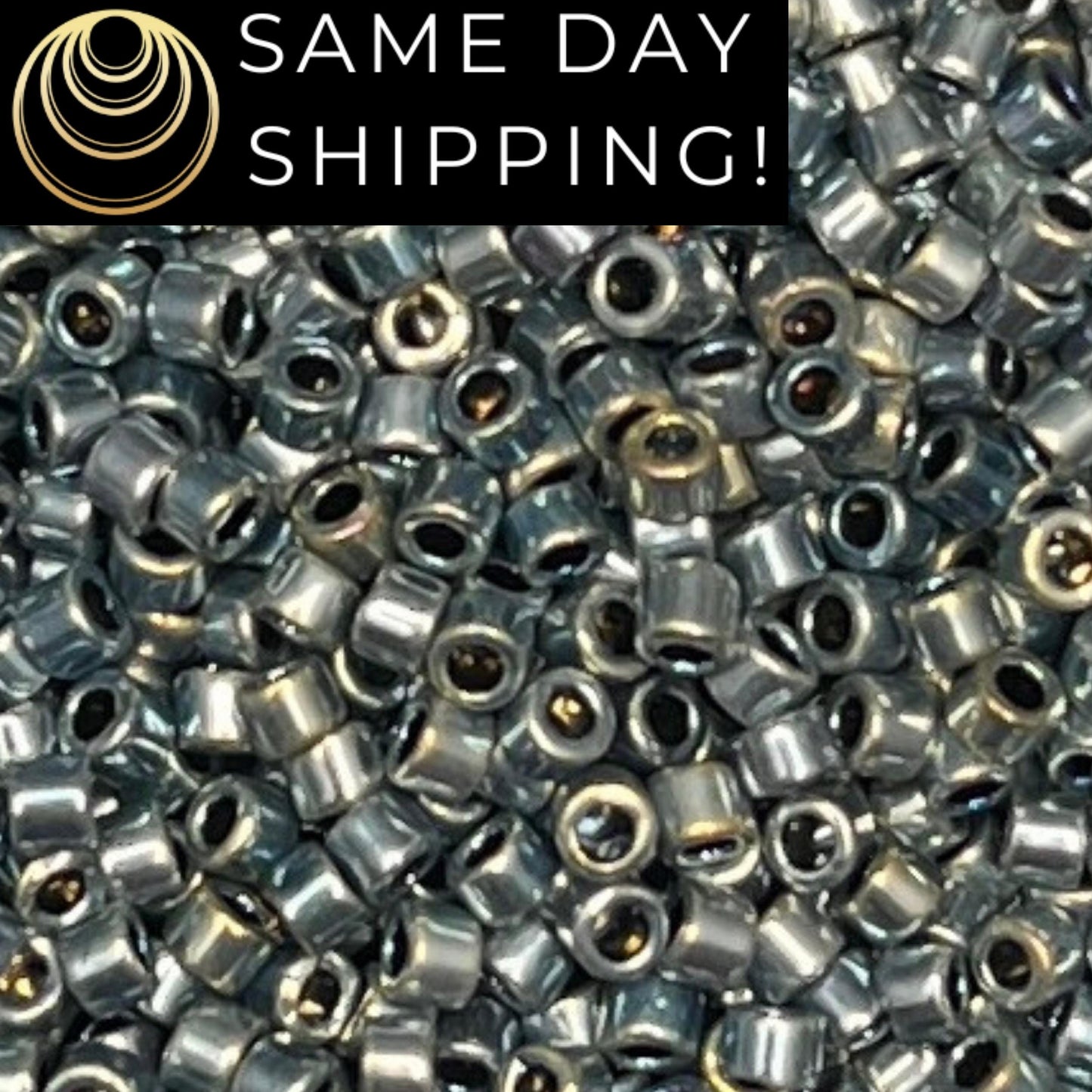 DB544 (1 gram-20 grams) Miyuki Size 11/0 Delica Beads Palladium Plated Blue Gold Iris AB-Free Container! Same Day Shipping!