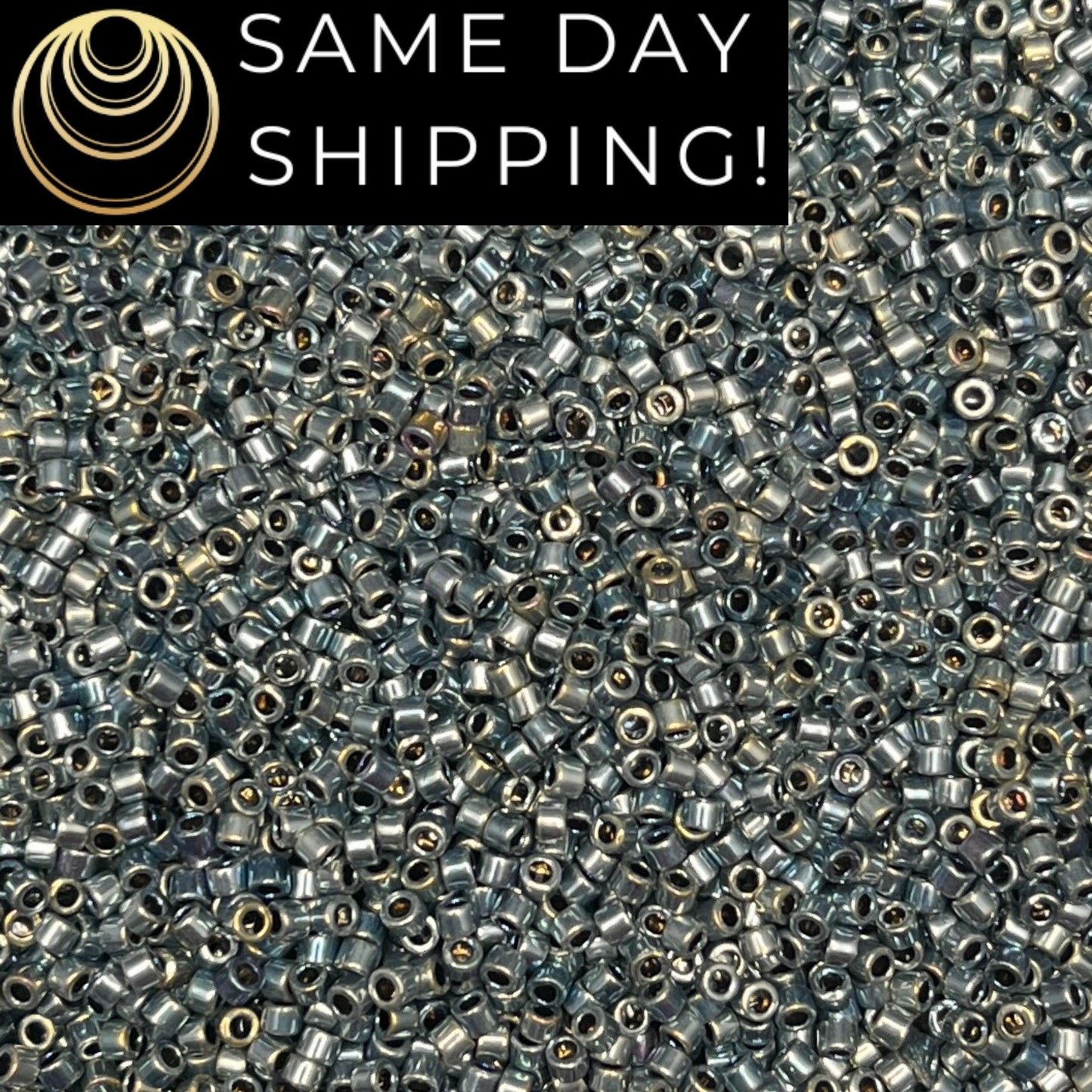 DB544 (1 gram-20 grams) Miyuki Size 11/0 Delica Beads Palladium Plated Blue Gold Iris AB-Free Container! Same Day Shipping!