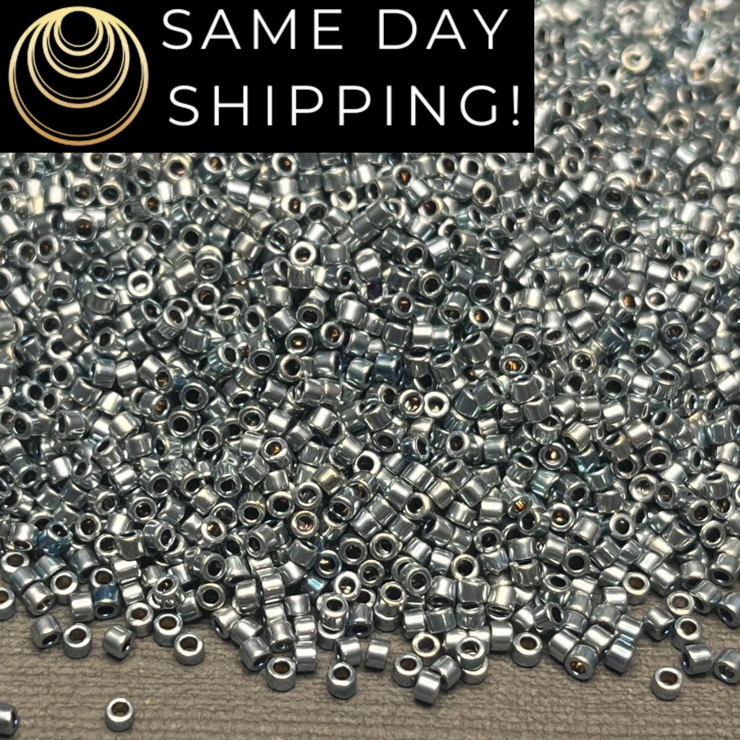 DB545 (1 gram-20 grams) Miyuki Size 11/0 Delica Beads Palladium Plated Silver Blue Gold Iris AB-Free Container! Same Day Shipping!