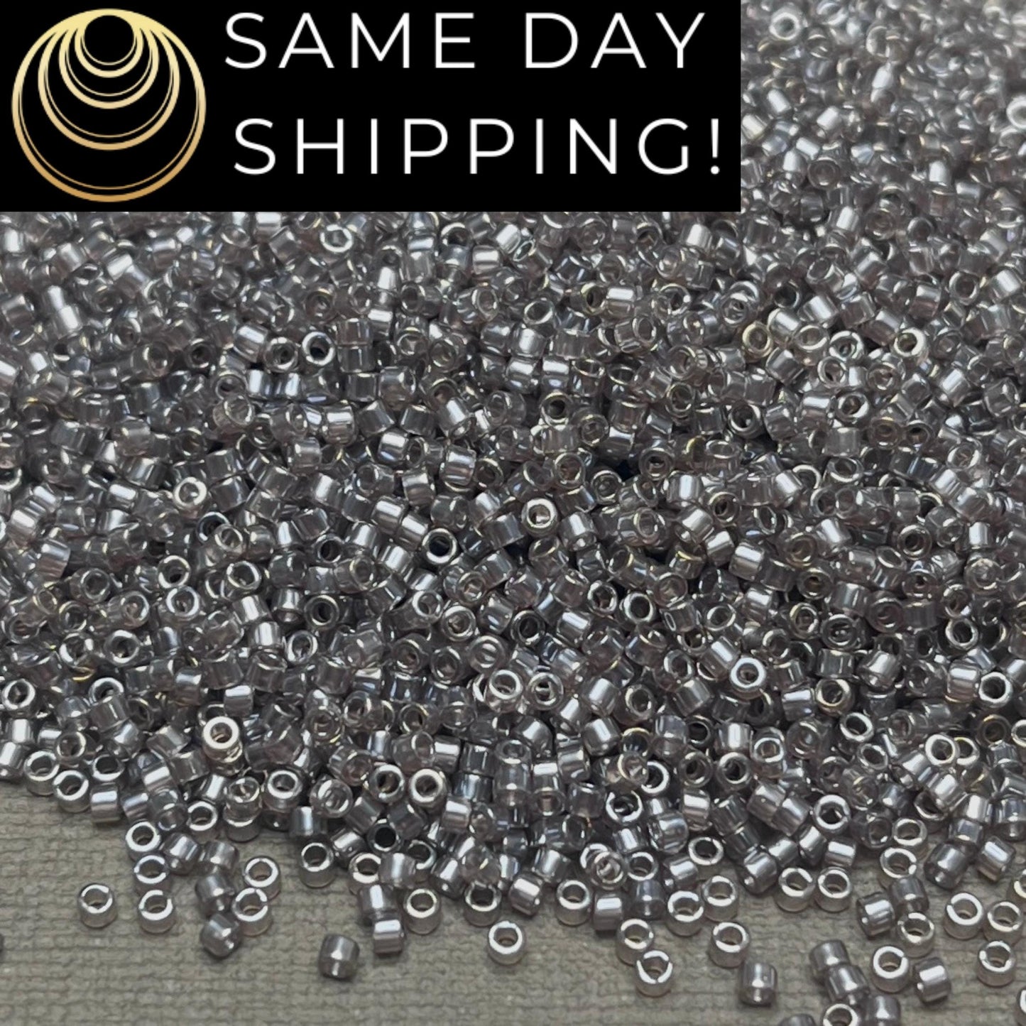 DB1486 (1 gram-20 grams) Miyuki Size 11/0 Delica Beads Transparent Taupe Luster-Free Container! Same Day Shipping!