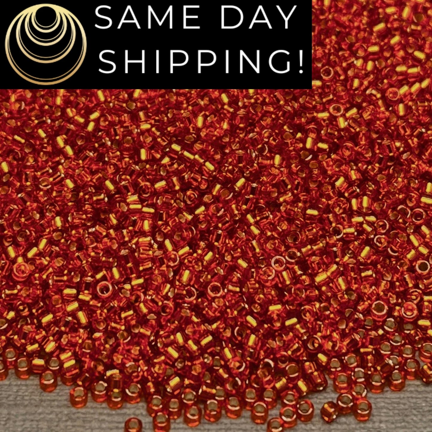 DB1333 (1 gram-20 grams) Miyuki Size 11/0 Delica Beads Dyed Silver Lined Burnt Orange-Free Container! Same Day Shipping!