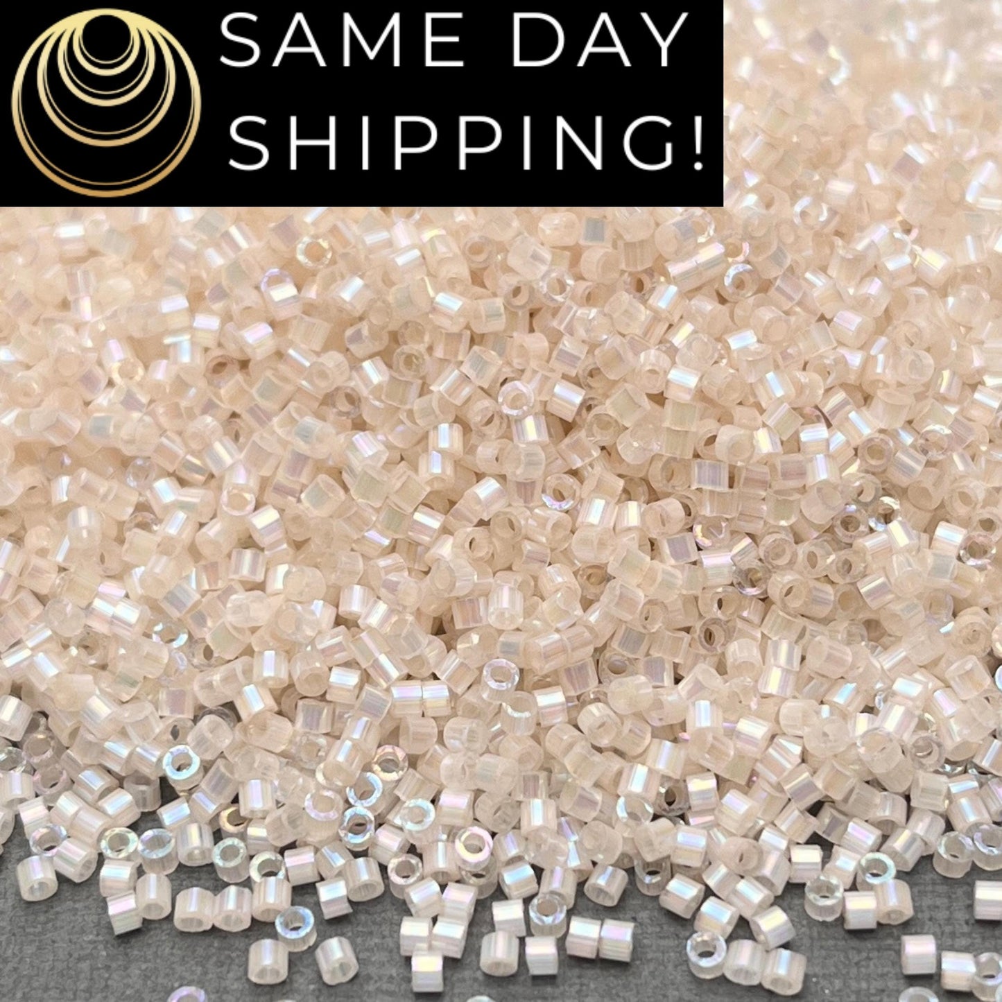 DB1874 (1 Gram -20 Grams) Miyuki Size 11/0 Delica Beads Silk Inside Dyed Pale Apricot AB-Free Container! Same Day Shipping! DB-1874 DB 1874